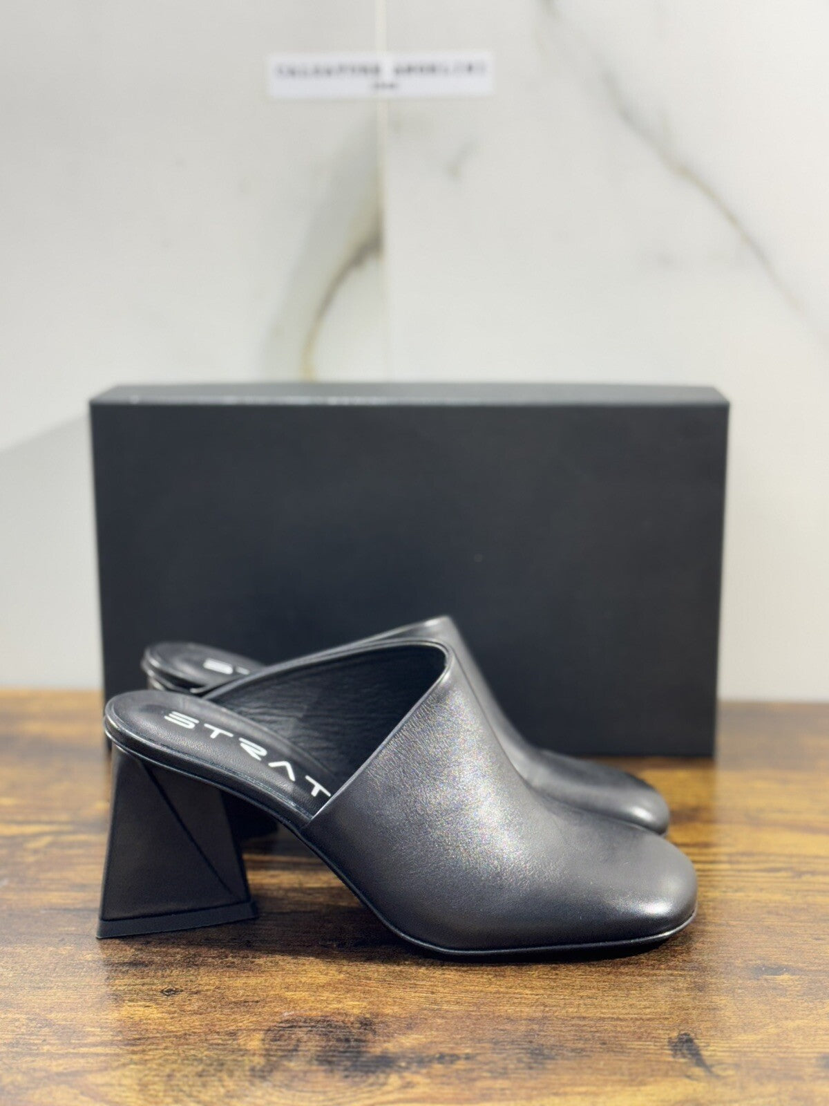 Strategia Scarpa Donna Sabot Pelle Nero Luxury Woman Shoes Strategia 36