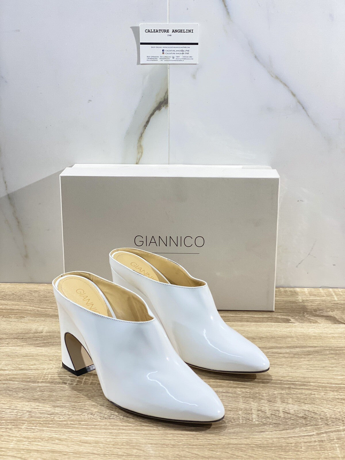 Giannico Scarpa Donna Mules In Vernice Bianca Luxury Woman Giannico Shoes 40