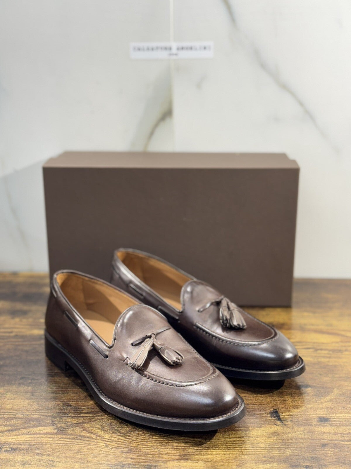 Brugnoli Mocassino Uomo Nappine Pelle T MoroLavorazione Blake 42.5