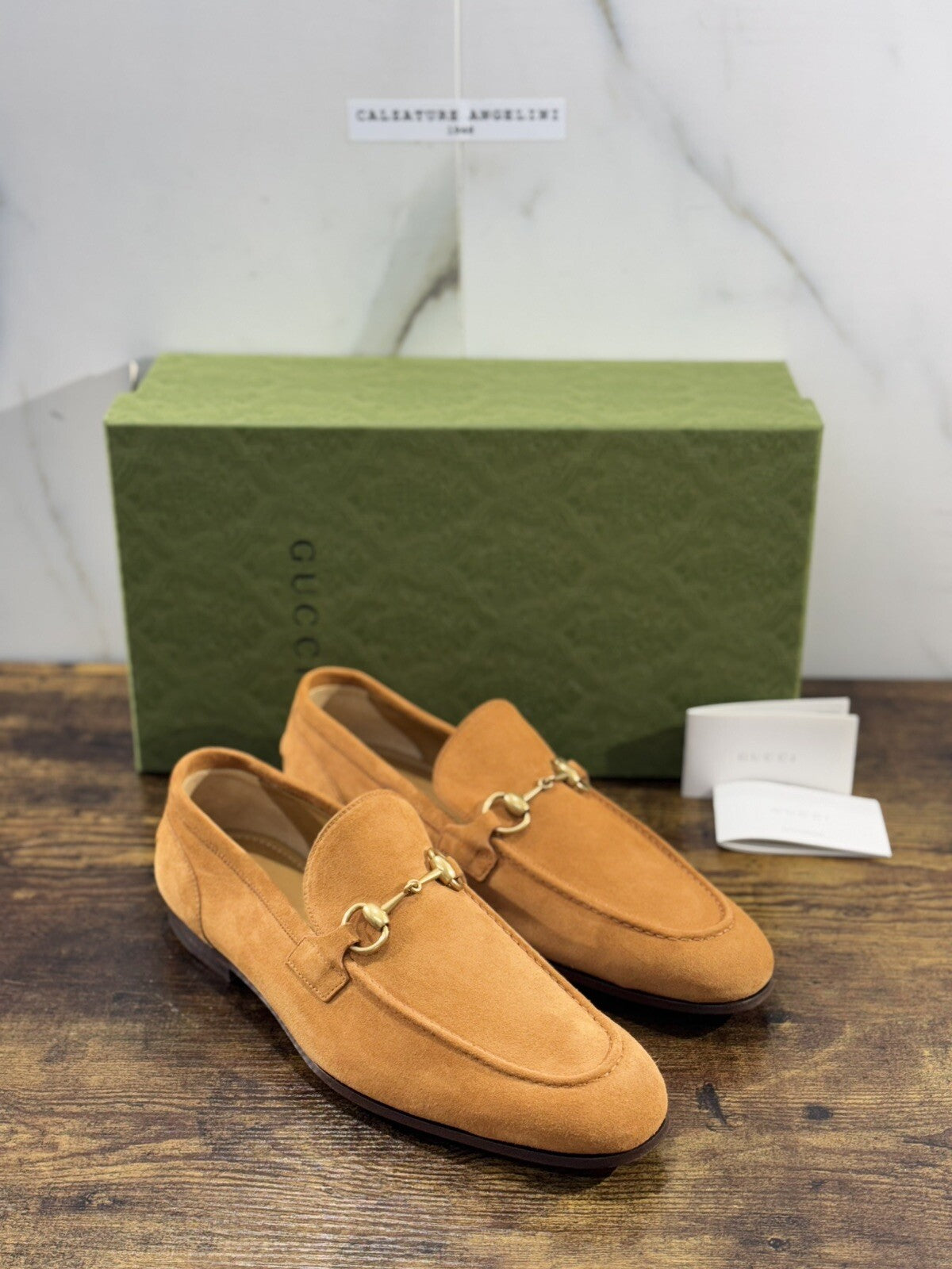 MOCASSINO GUCCI JORDAAN UOMO Suede Harness Brown Icon Men Gucci Loafer 42