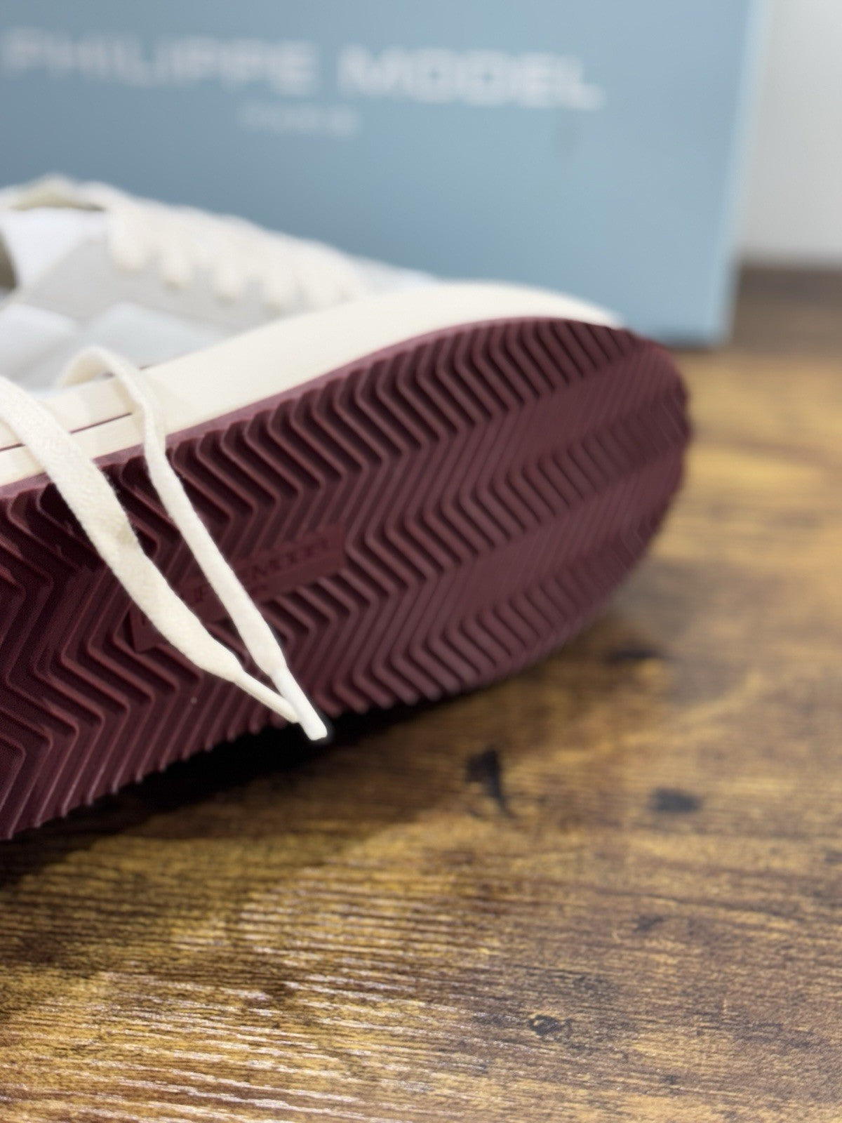 Philippe Model Nice Low Men Sneaker Uomo Pelle E Suede Bianca Bordo’ 40