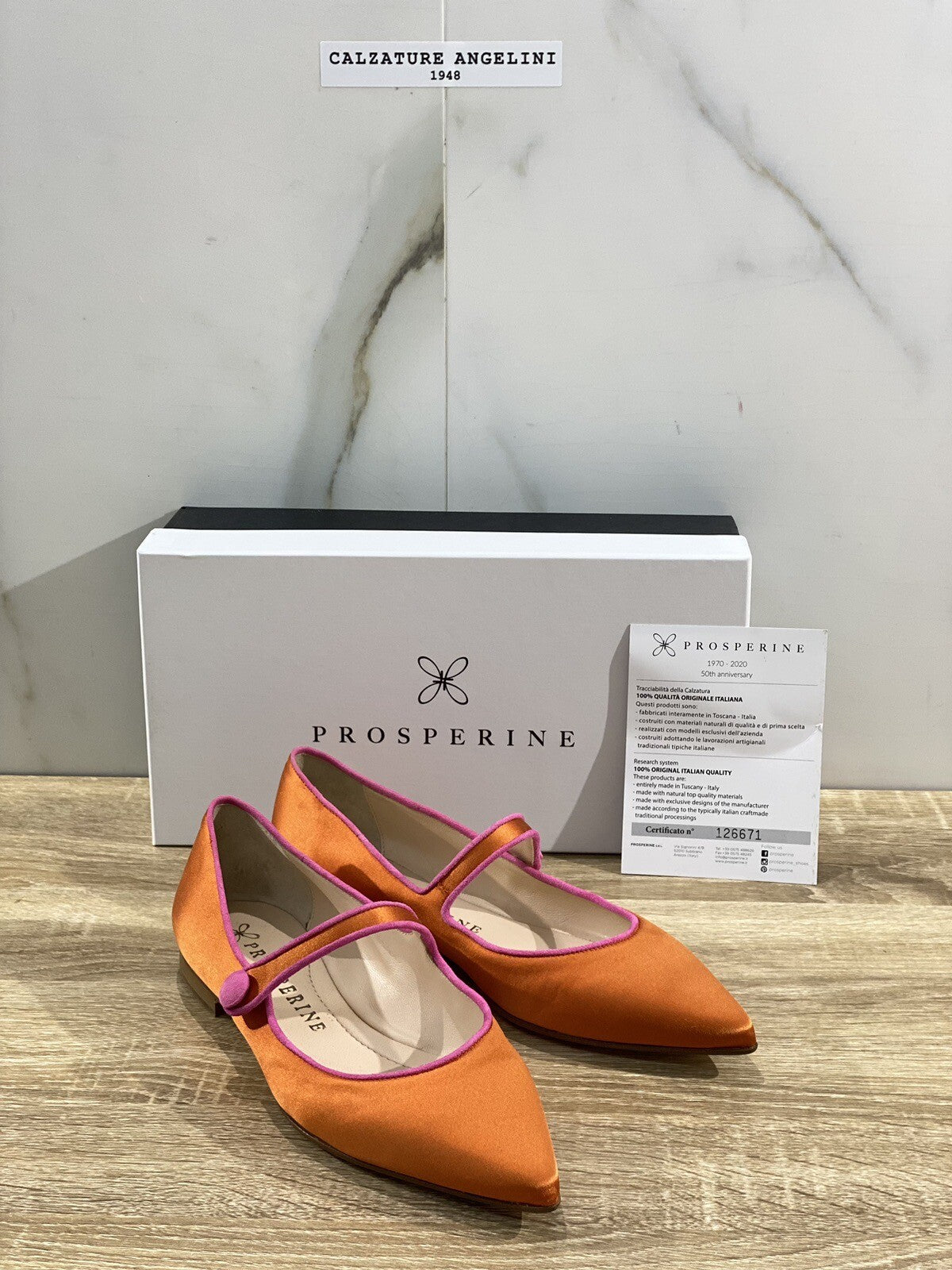 Prosperine Donna Ballerina Lavorazione Sacchetto Raso Arancio 37
