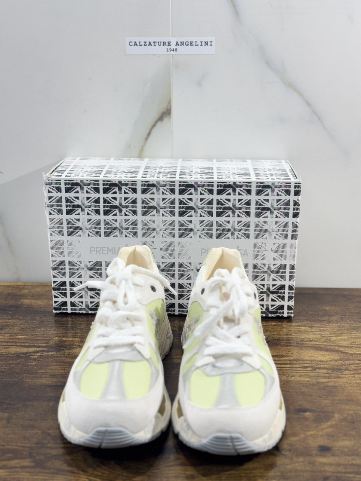 Premiata Mase Sneaker Uomo Pelle Bianco Lime Casual Sneaker Premiata Uomo 40
