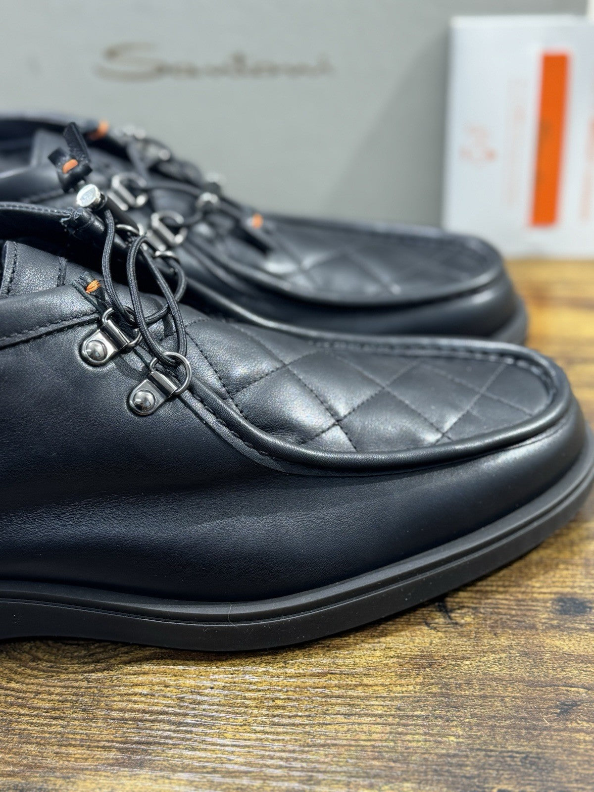 Santoni Polacco Pelle Nera Custom Made LimitedLuxury Men Santoni Shoes Uomo 42