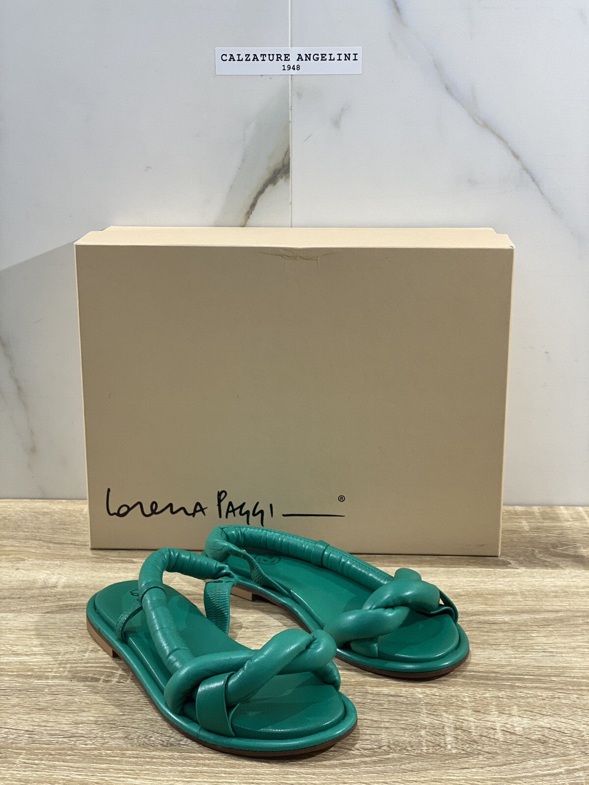 Lorena Paggi Sandalo Donna In Pelle Verde Made In Italy 38