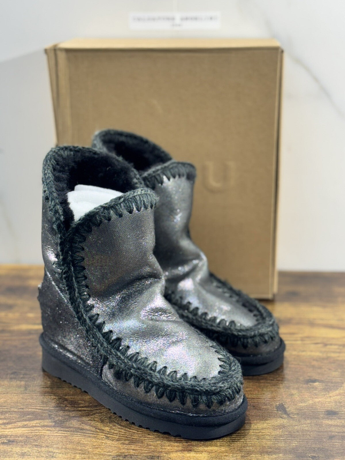 Mou Inner Wedge Nero Laminato Casual Mou Woman Boot 36