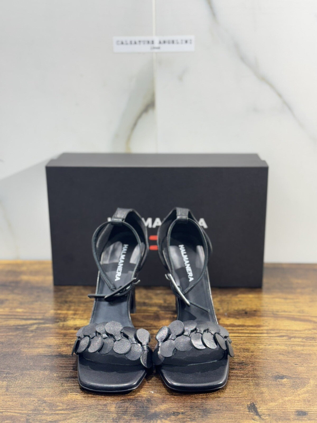 Halmanera Sandalo donna Tori pelle Nera Con Tacco luxury shoes 37