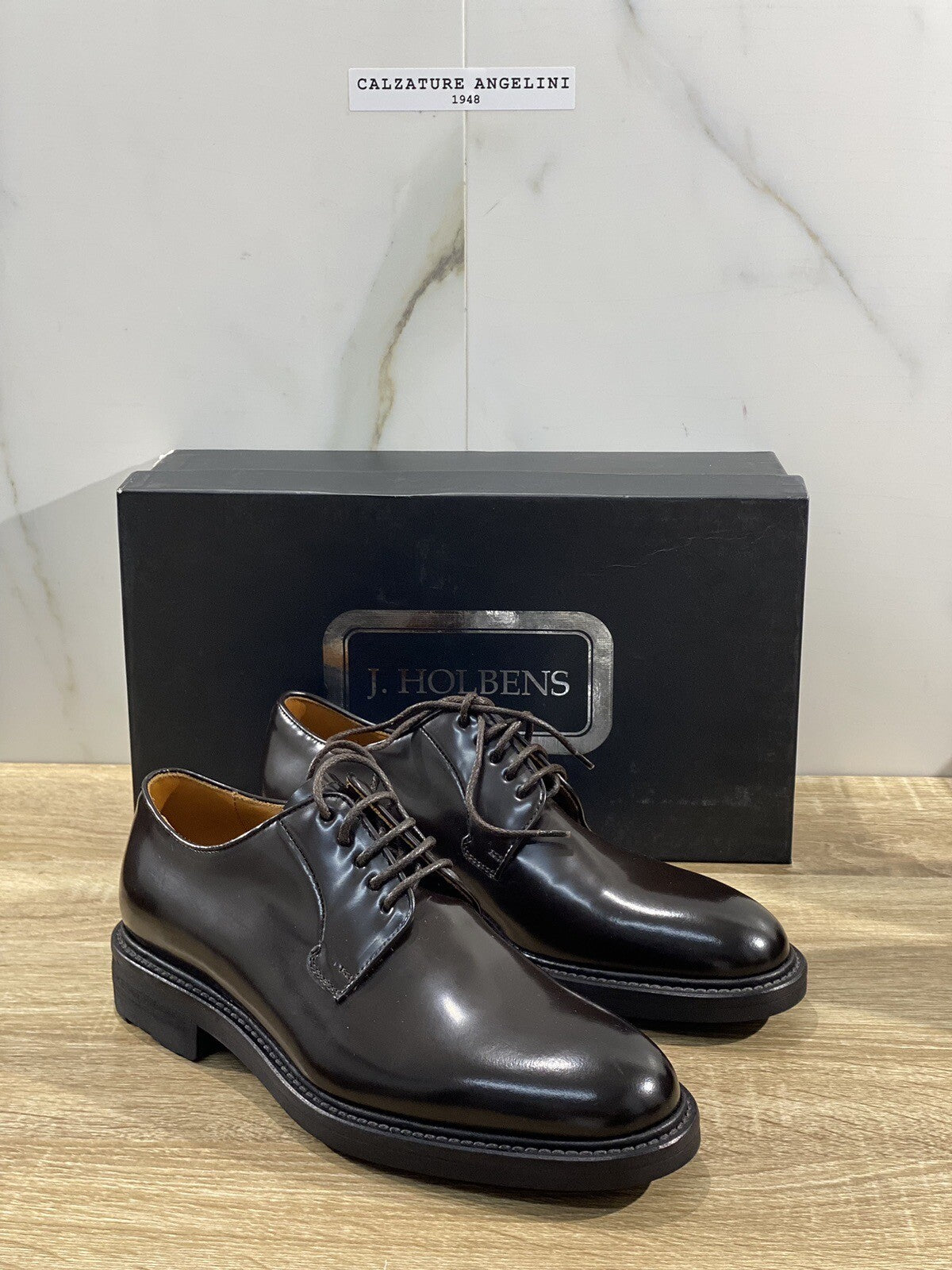 J.Holbens Derby Uomo Pelle Marrone Casual Men Shoes Made In Italy Luxury 40