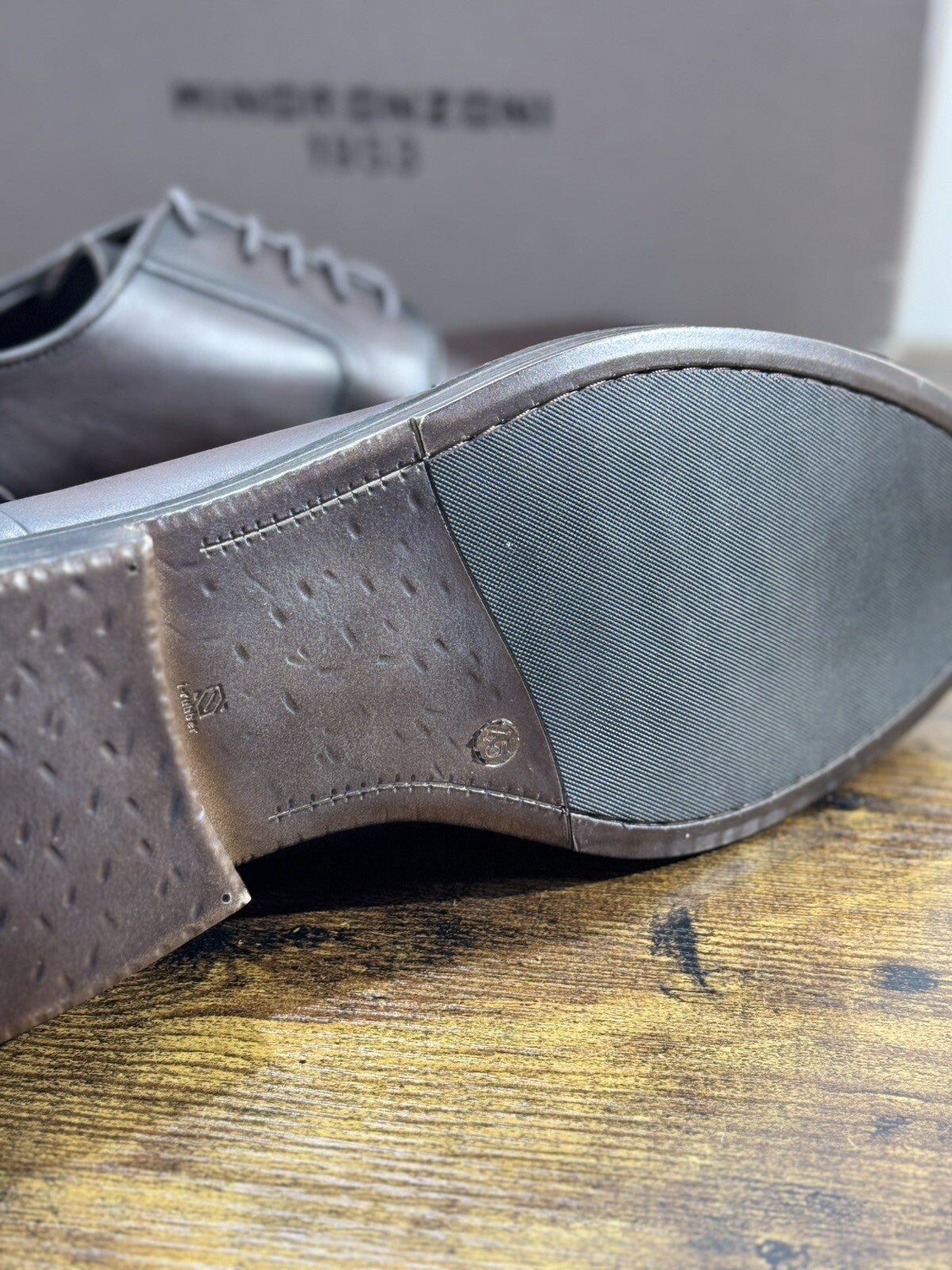 Minoronzoni 1953 Derby Uomo Pelle Testa Moro Fondo Gomma Causal Men Shoe 45