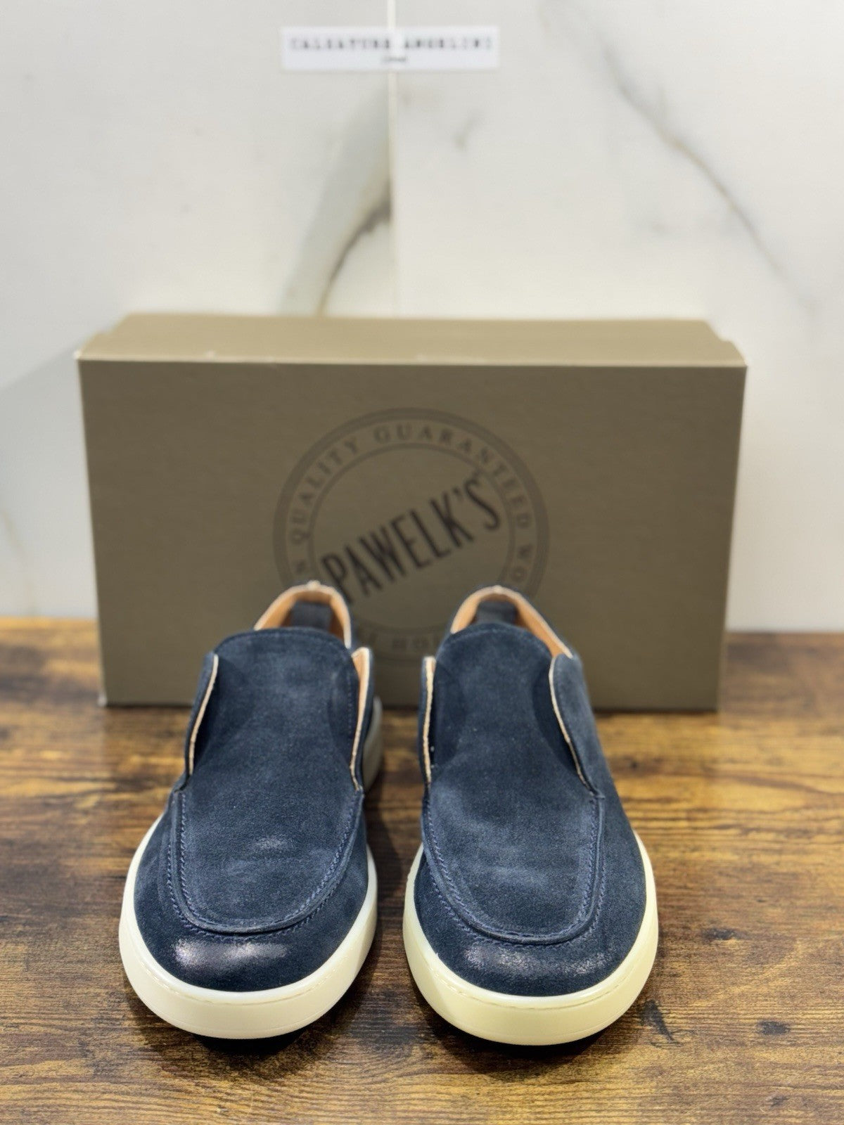 Pawelk’s Mocassino Slip On Suede Blu Made In Italy Ultra Flexible Uomo 41