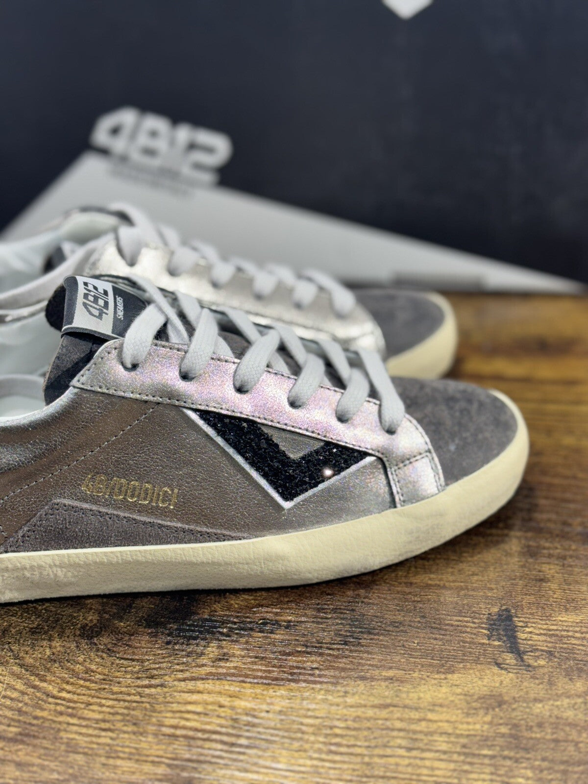 4B12 Sneaker Donna Suprime Pelle Grey Nero casual shoes men sneaker 38