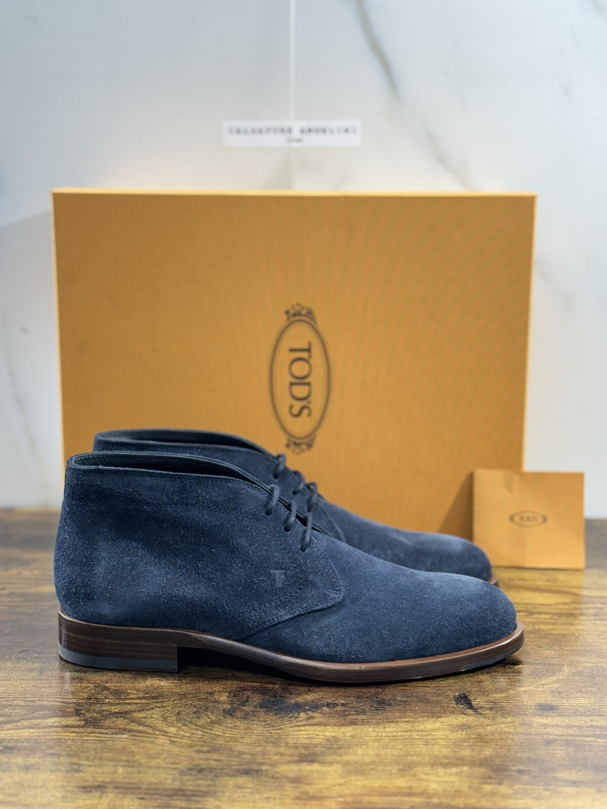 Tod’s Polacco Casual Suede Pelle Blu Luxury Tod’s Boot Men 41.5