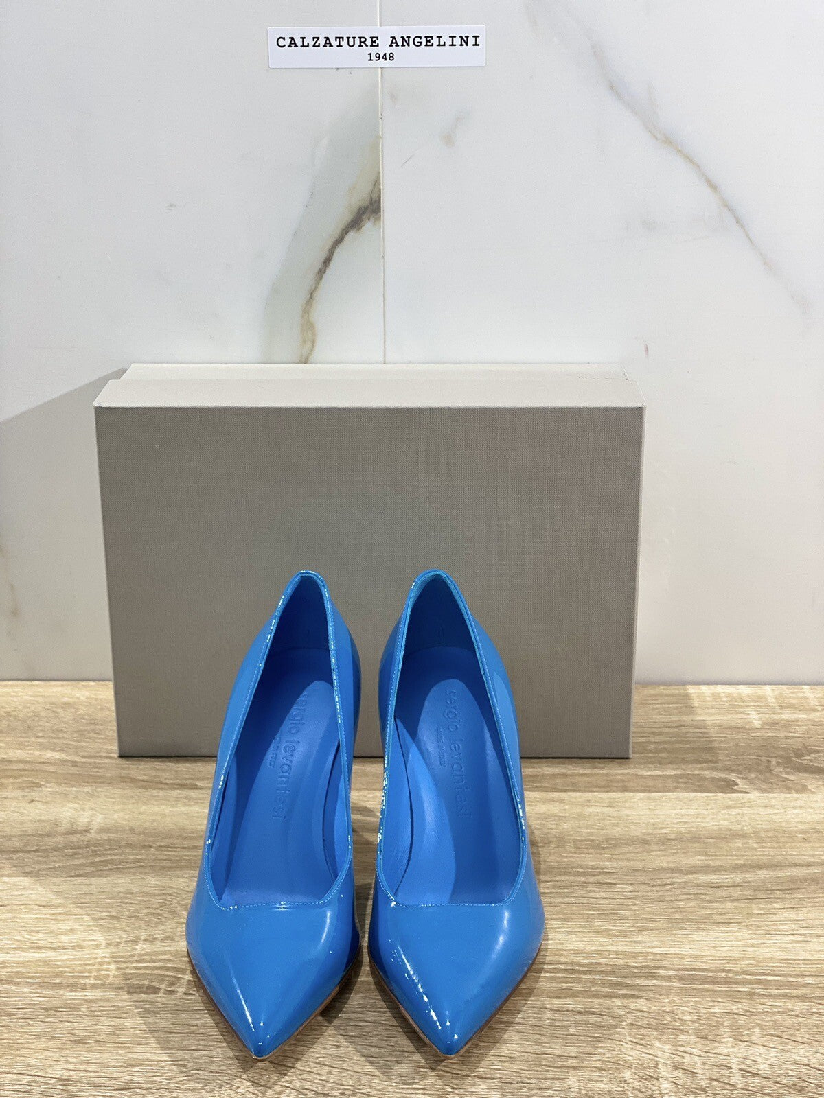 Sergio Levantesi Decollete Donna Julia Pelle Azzurro Luxury Woman Shoes 37