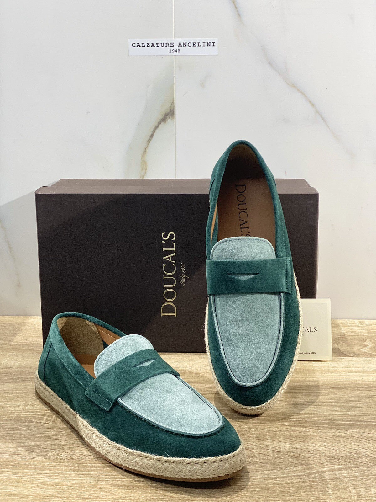 Doucal’s Mocassino Uomo Reale Suede Verdone Fondo Gomma Luxury Men 44
