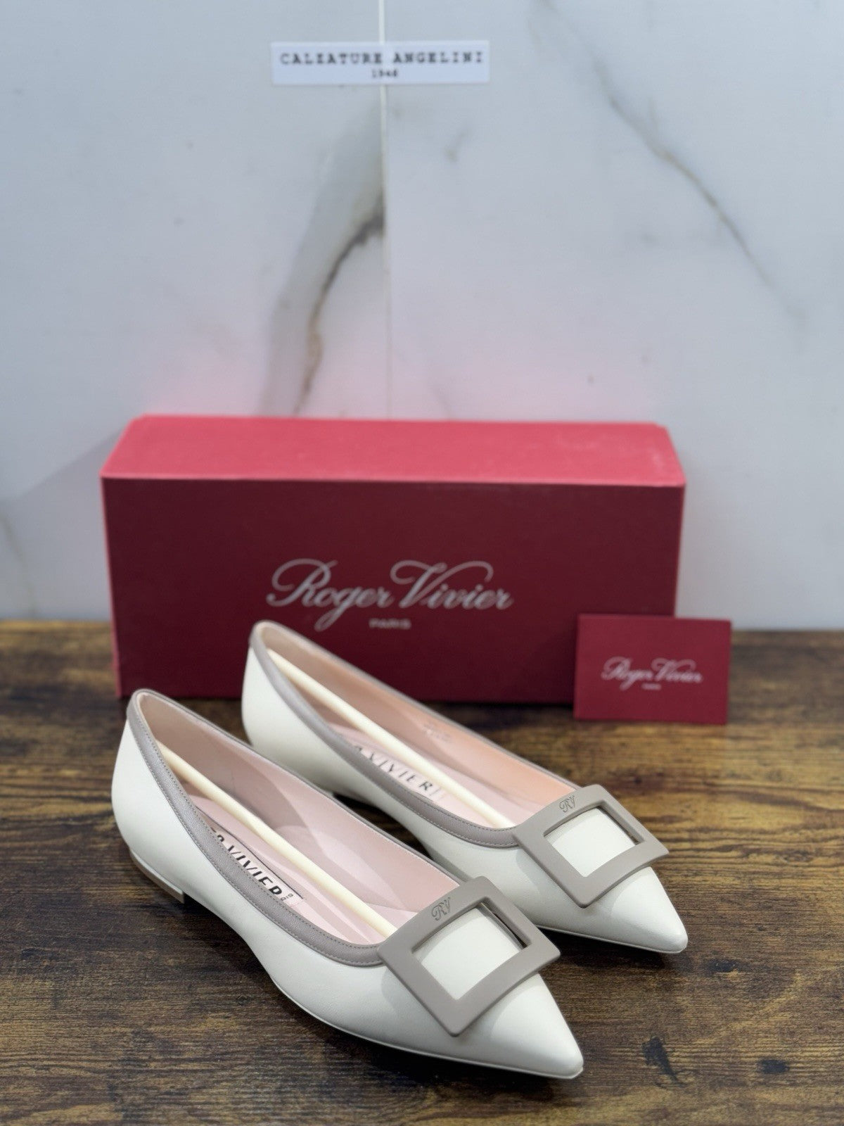 Roger Vivier Ballerina Gommettina Pelle Panna Luxury Donna 36.5