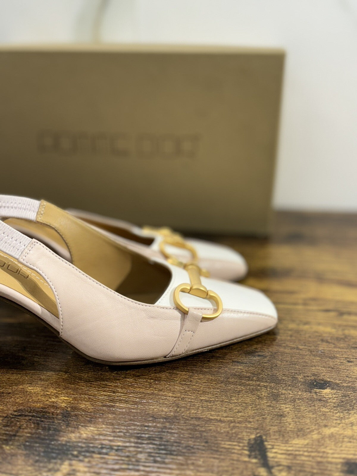 Pomme D’or Sling Back Donna Pelle Cipria Bianco Luxury Handmade Woman 37