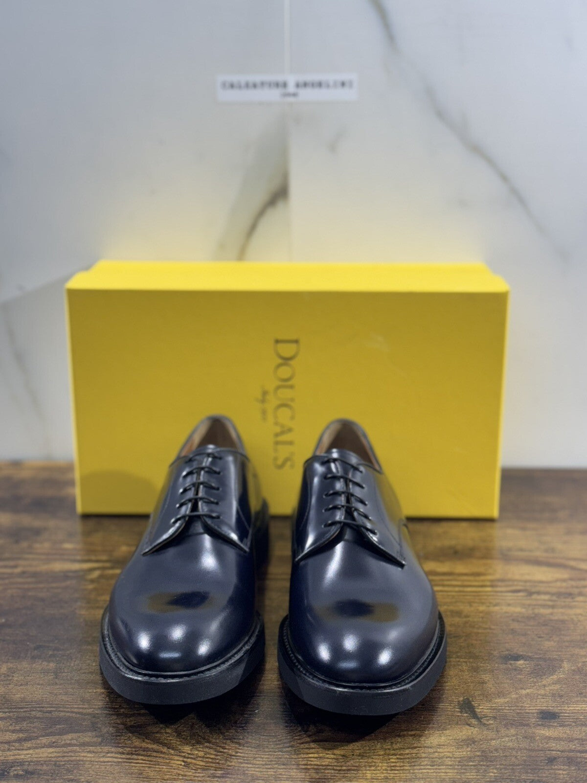 Doucal’s Scarpa Uomo Derby Pelle Blu Extra Light Luxury Men Doucal’s Shoes 40