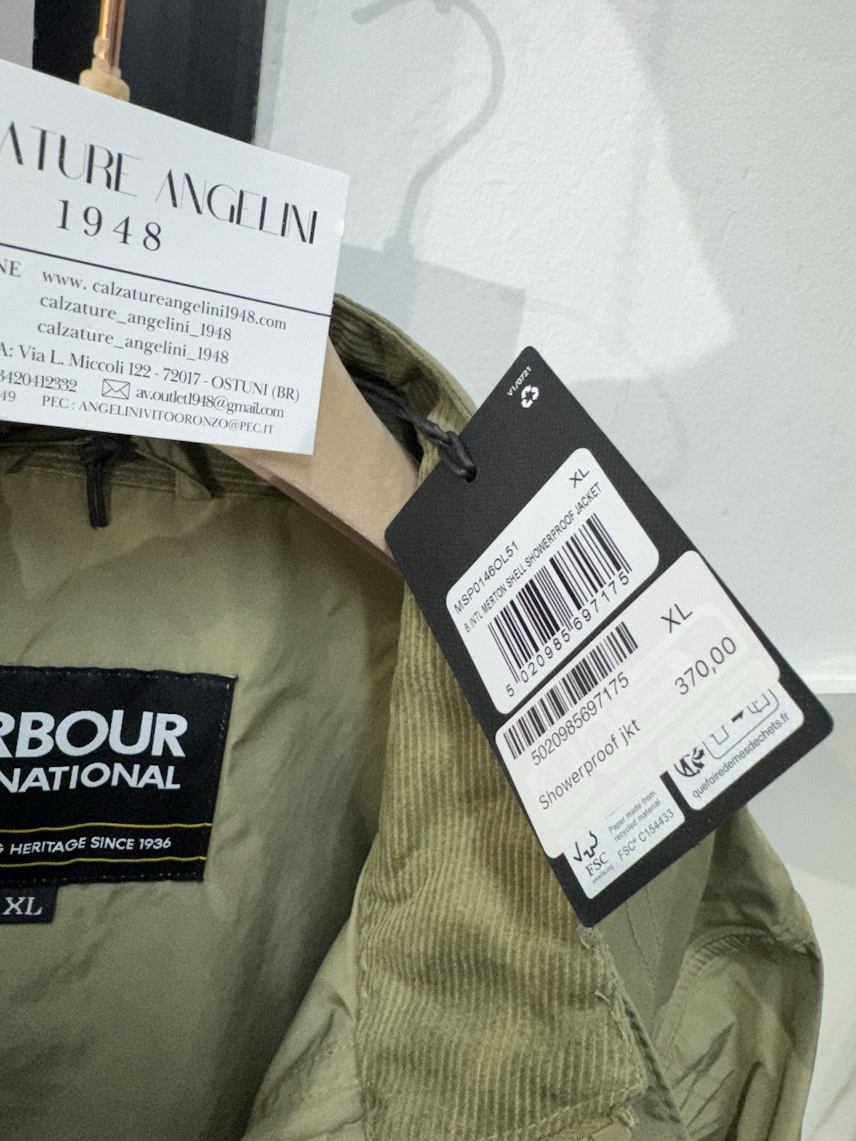 Barbour International Merton Showerproof Jacket Bleached Olive Uomo XL