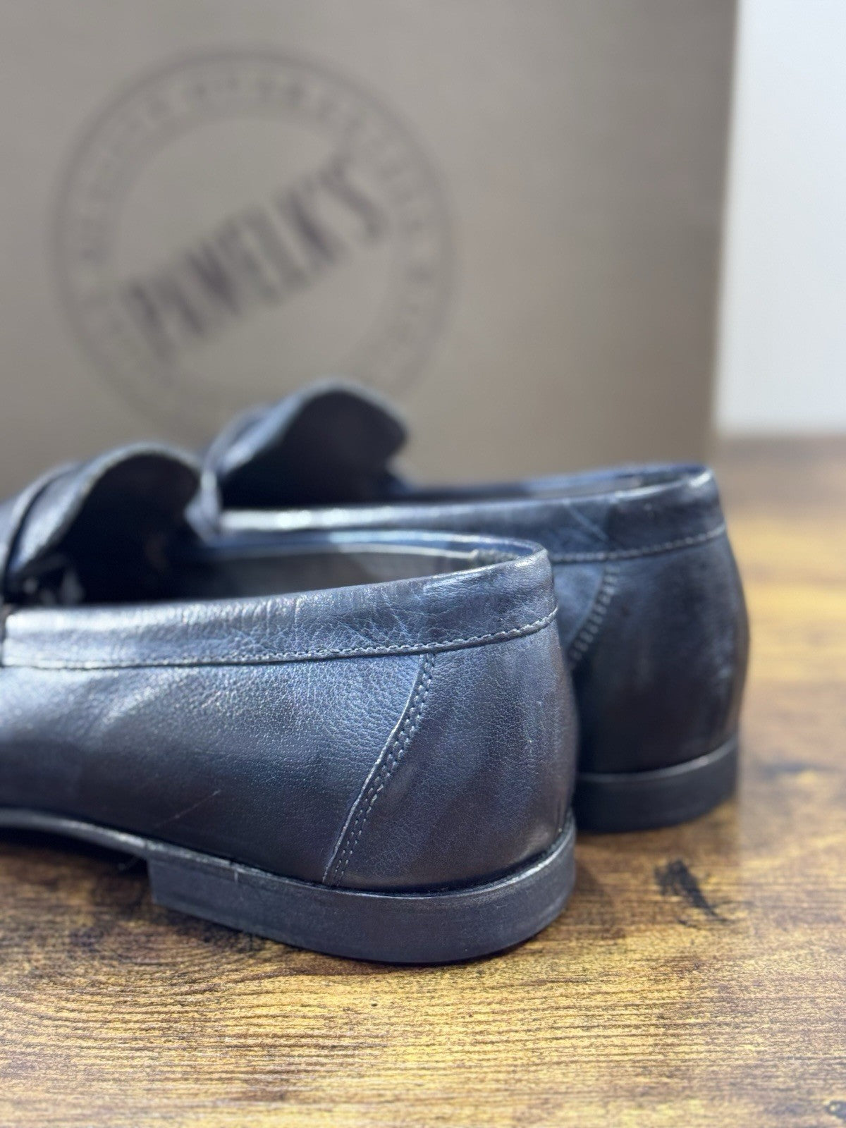 Pawelk’s Mocassino Uomo Pelle Blu Hand Made In Italy Washed 40