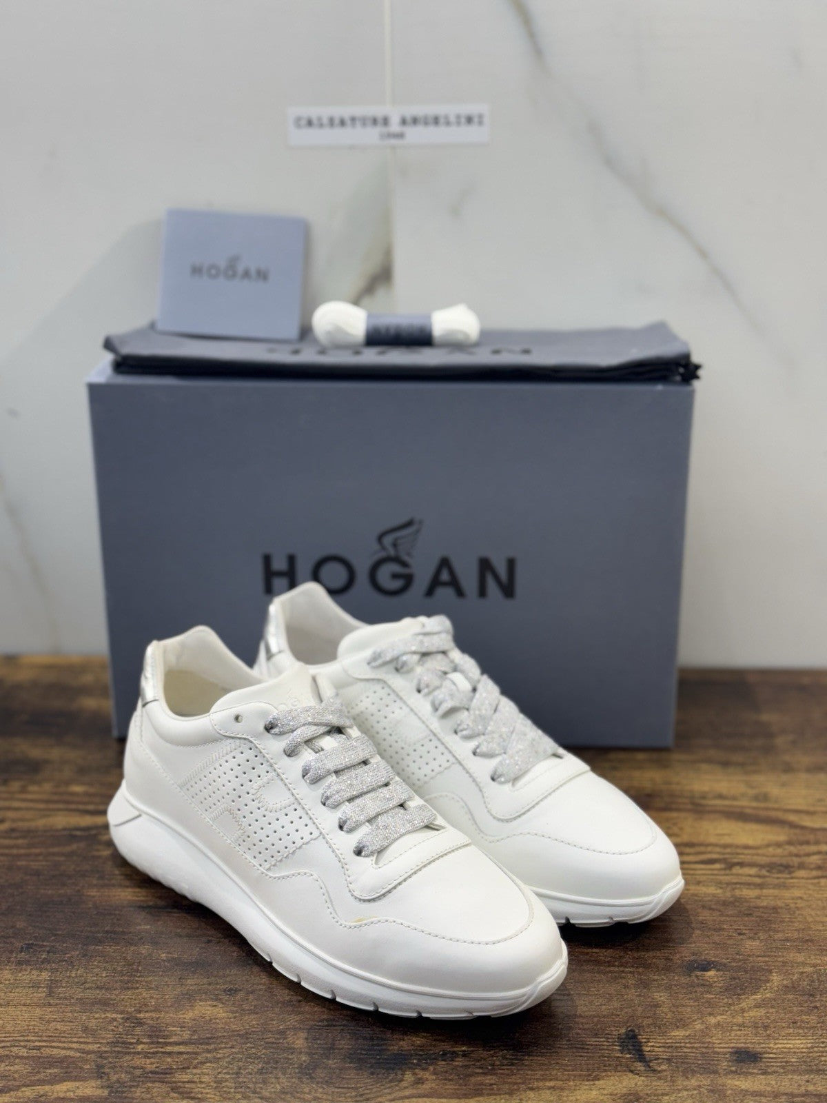 Hogan Interactive 3 Sneaker Pelle Bianca Argento Casual Hogan Donna 37.5