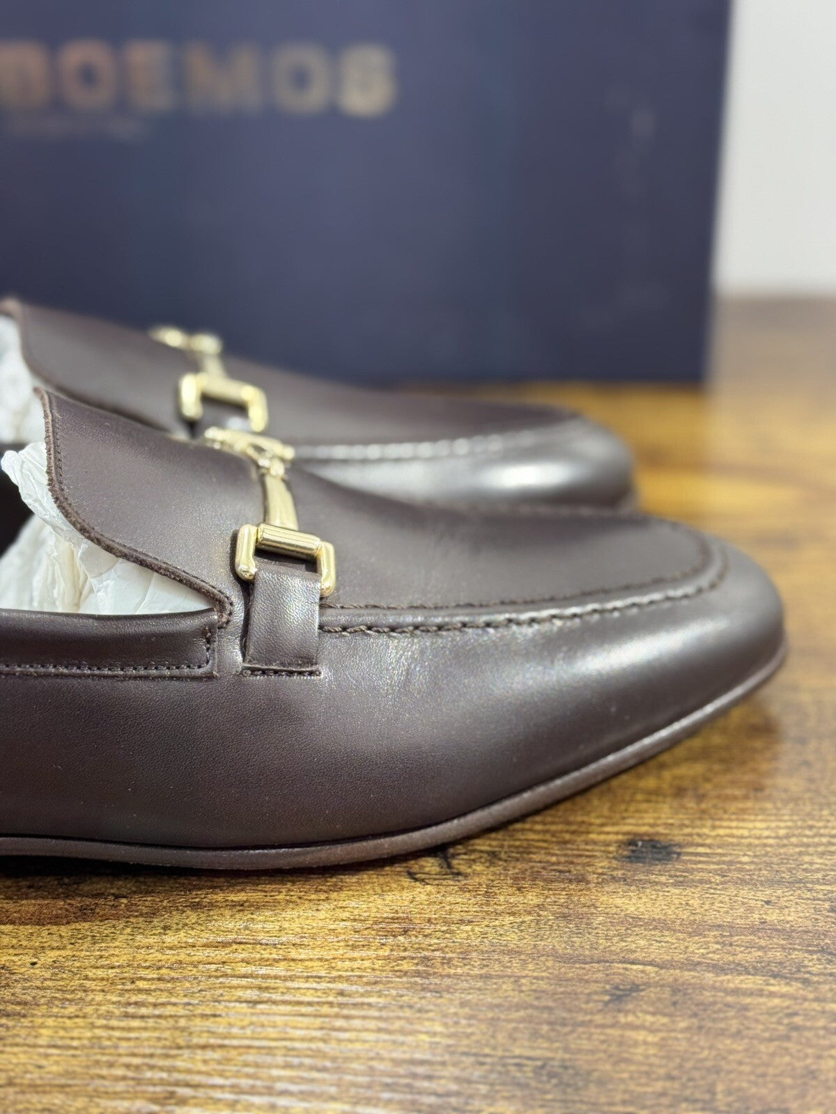 Boemos Mocassino Uomo Fondo Cuoio Cucito Marrone Made In Italy 43