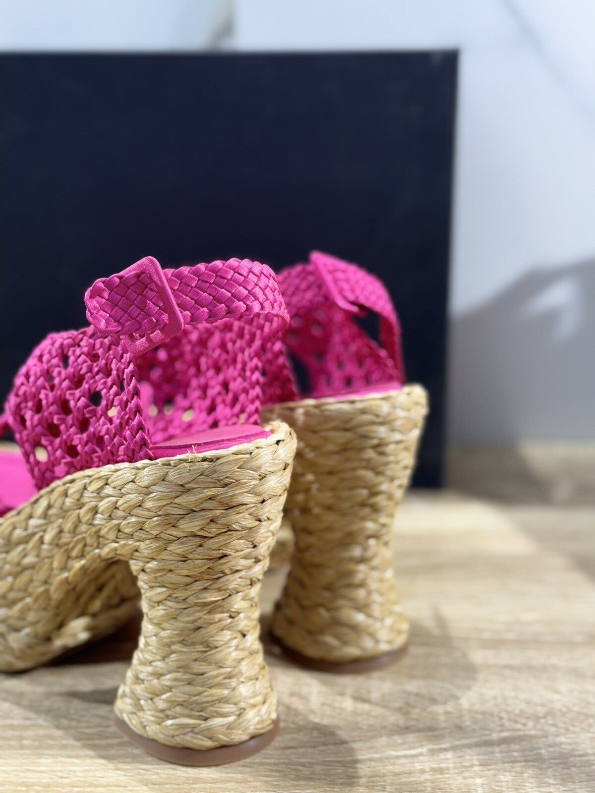 Paloma BARCELO’ Sandalo Donna Xia Pelle Intreccio Fuxia Luxury Shoes 40