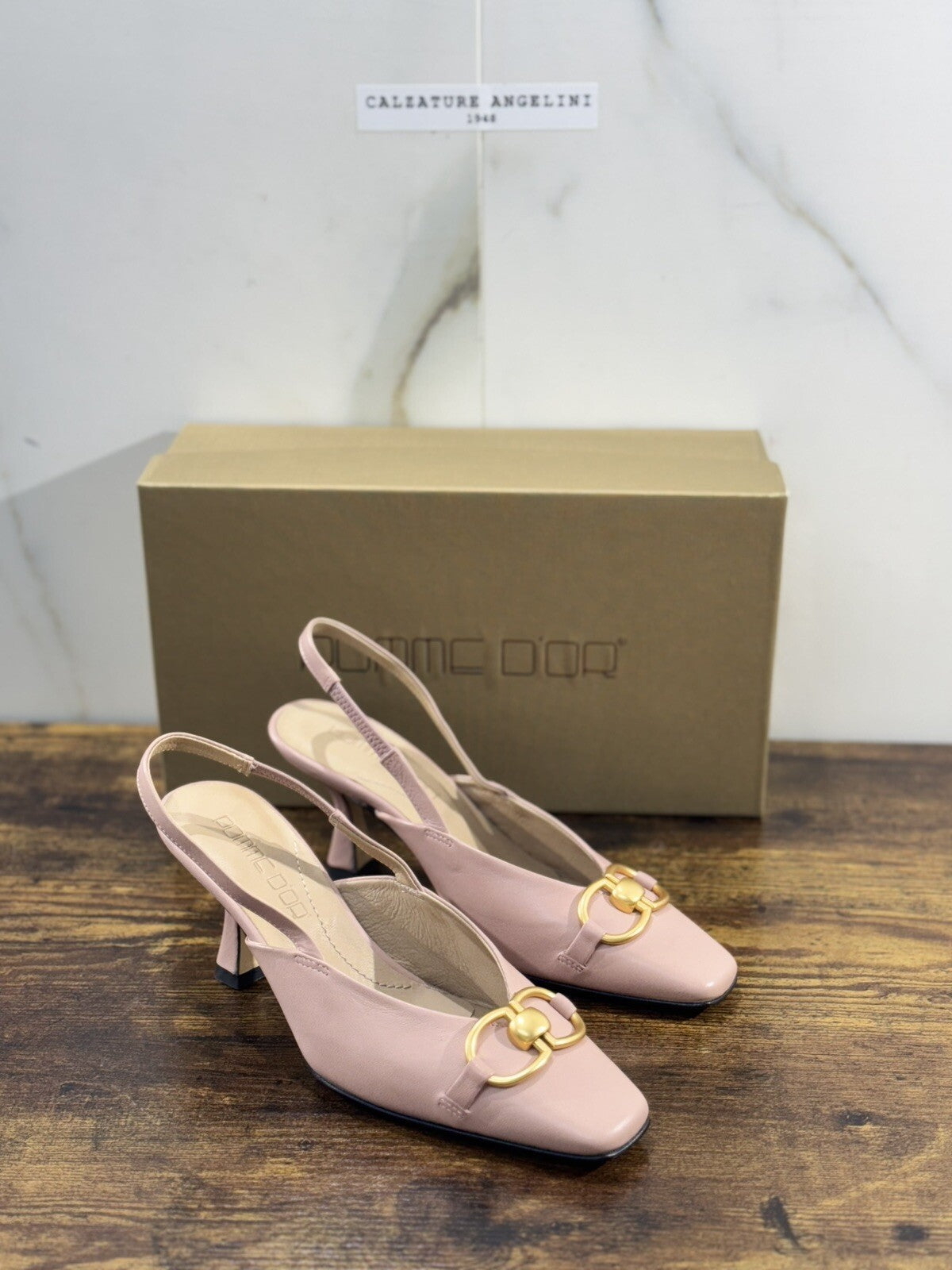 Pomme D’or Sling Back Donna Pelle Nude Luxury Handmade Woman 40