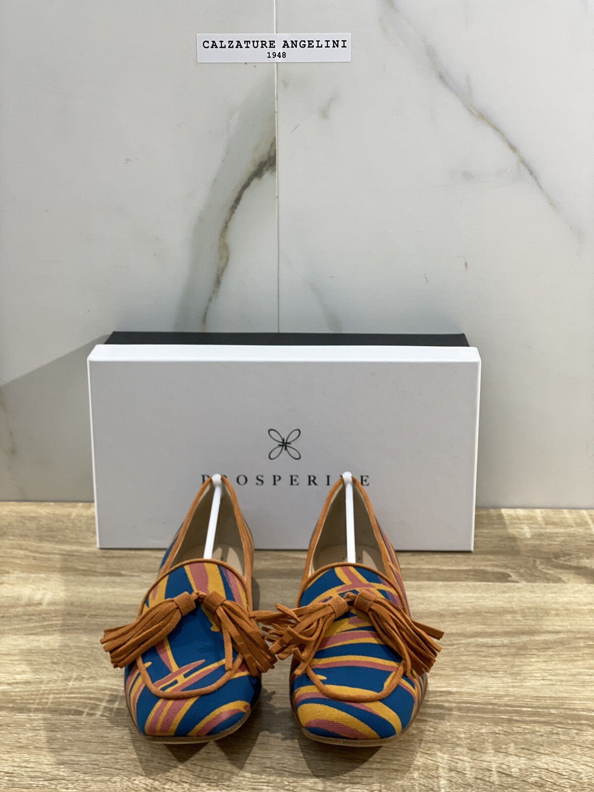 Prosperine Mocassino donna in Pelle E Tessuto MulticolorLuxury made in italy 39