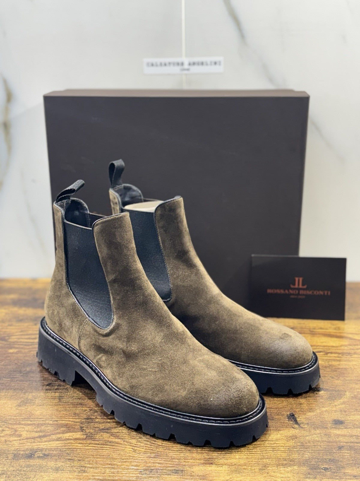 Rossano Bisconti Chelsea Boot Uomo Suede Military Fully Made In Italy 45