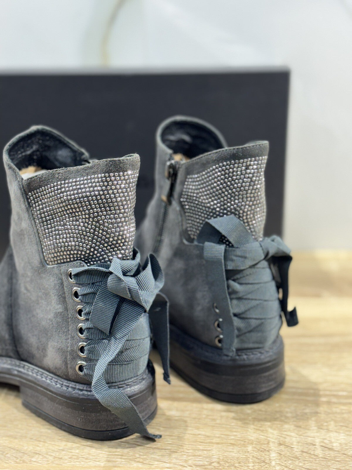 Poesie Veneziane Stivaletto Donna Suede Grey Chelsea Boot Made In Italy 39