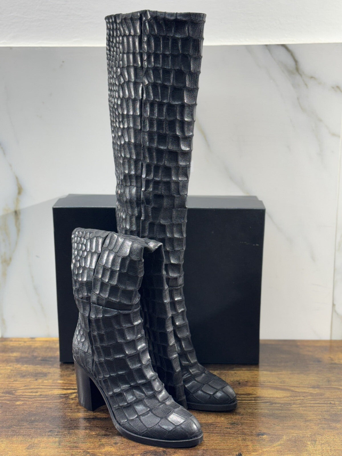 Strategia Stivale Donna Pelle Nero Luxury Woman Boot Strategia 36