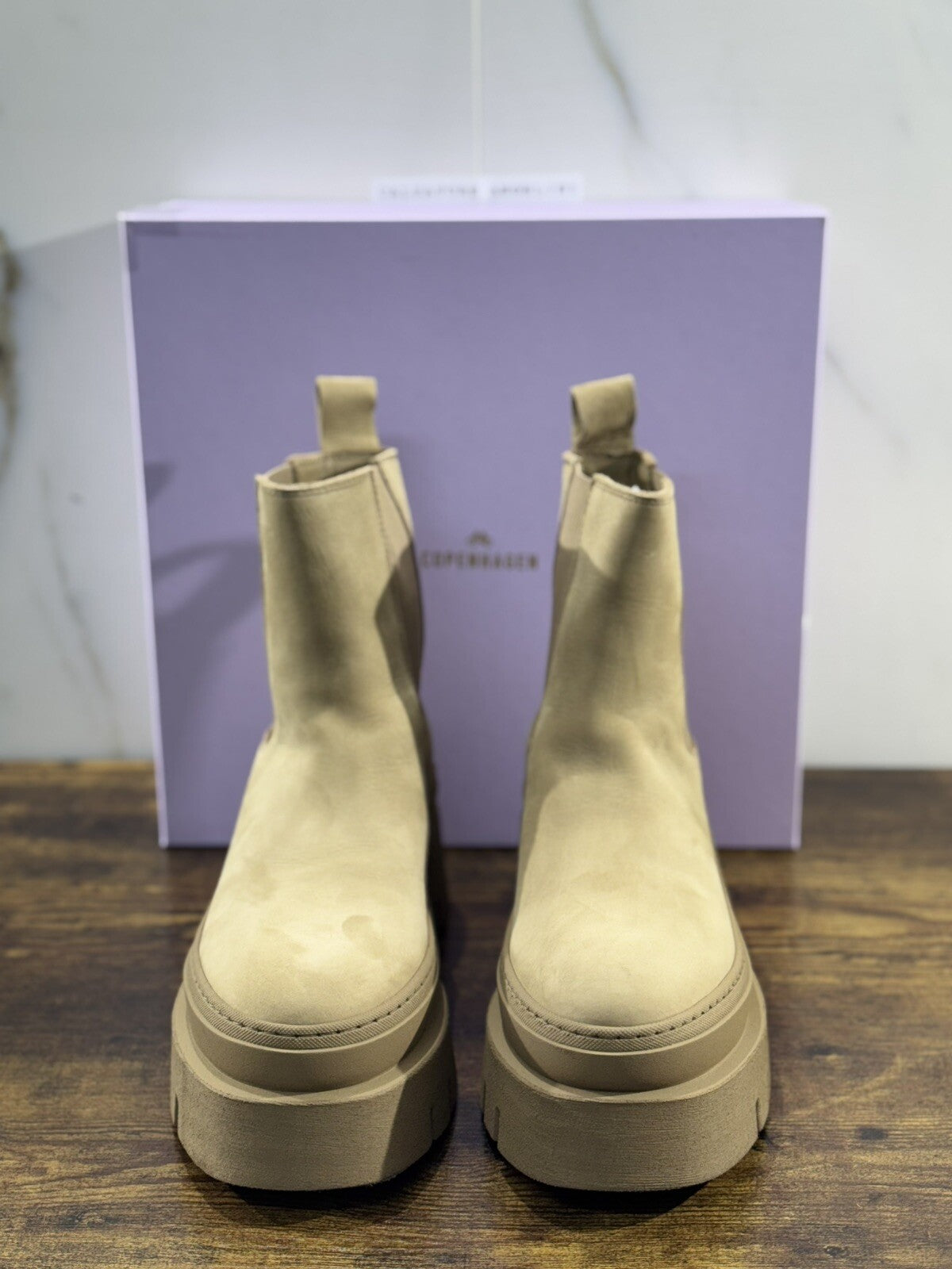Copenhagen Chelsea Boot Combat Donna Pelle Nabuk Taupe Casual Boot 36
