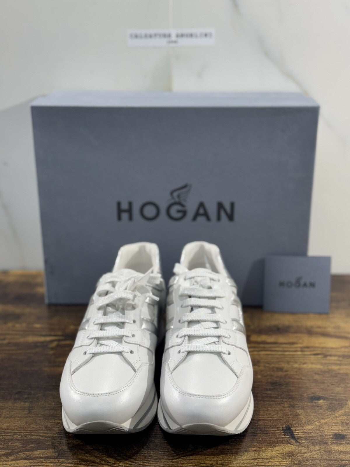 Hogan H222 sneaker Donna extra light Argento Bianco pelle 36