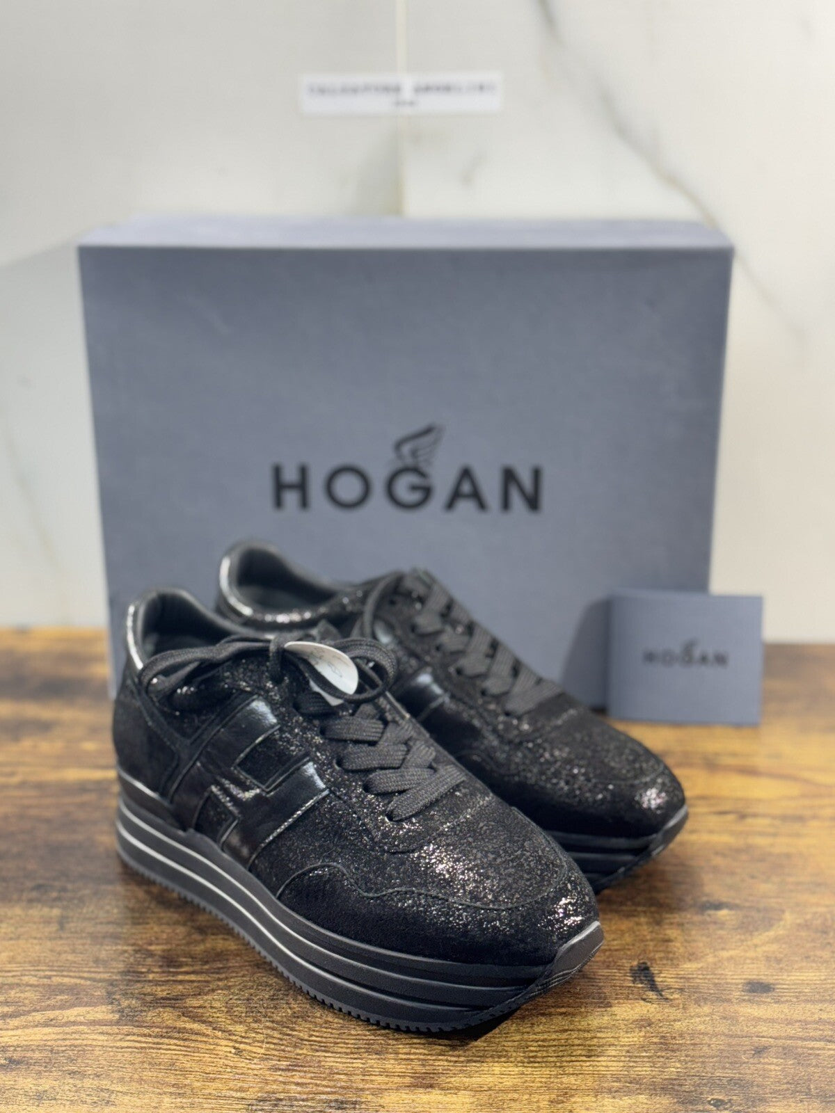 Hogan MIDI Platform sneaker Donna extra light Nero pelle 40
