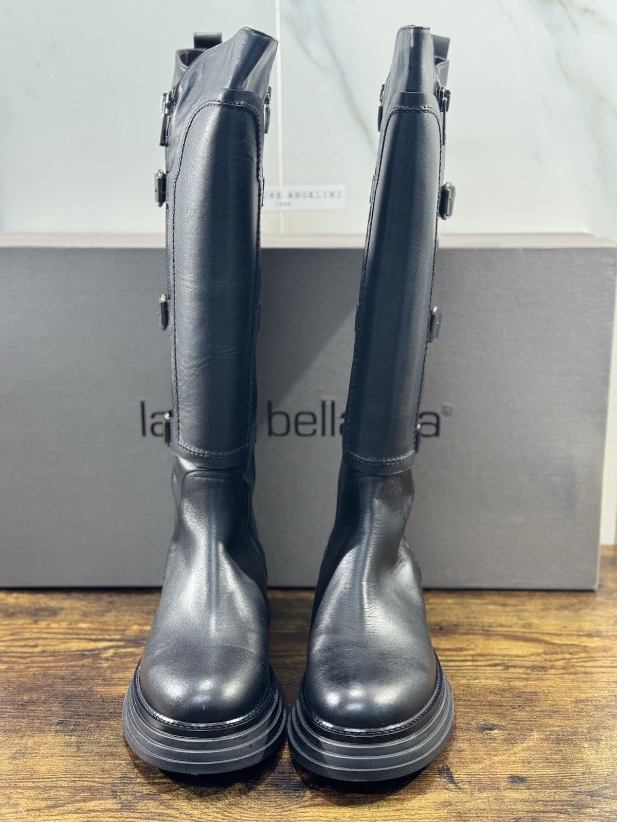 Laura Bellariva Stivale Donna Biker Pelle Nero Casual Boot 40