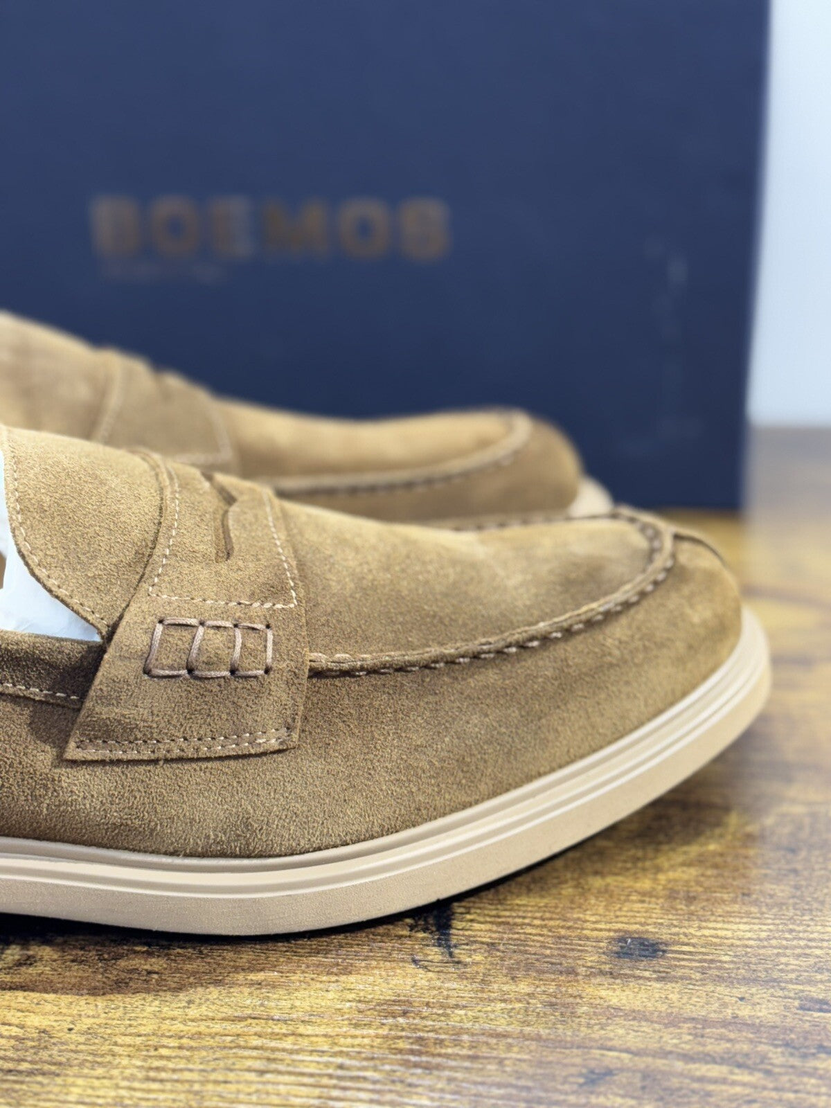 Boemos Mocassino Uomo Fondo Gomma Extra Light Suede Sigaro Made In Italy 43