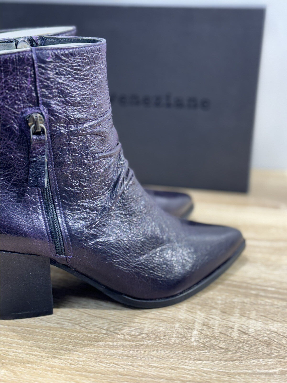 Poesie Veneziane Stivaletto Texano Donna Pelle Sangria Made In Italy 39