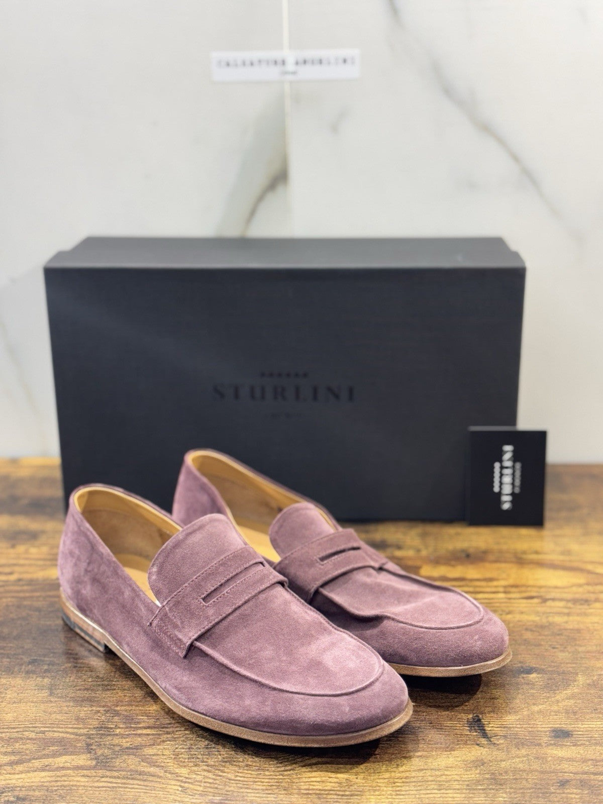 Sturlini Firenze Mocassino Uomo Suede Prugna Luxury Craftmanship Men 40