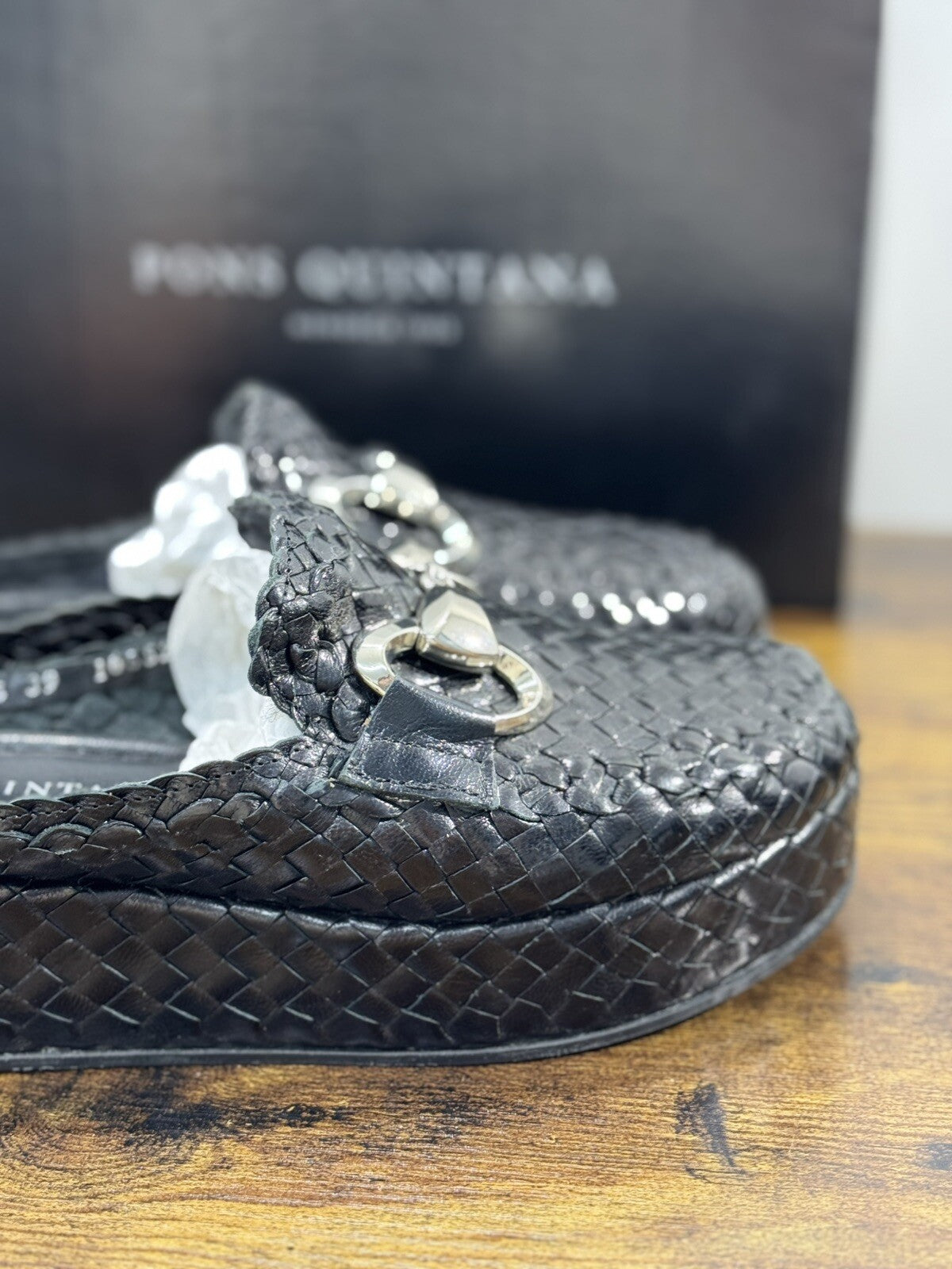 Pons Quintana Sandalo Donna Forlì’ Pelle Nero Handmade Zeppa 39