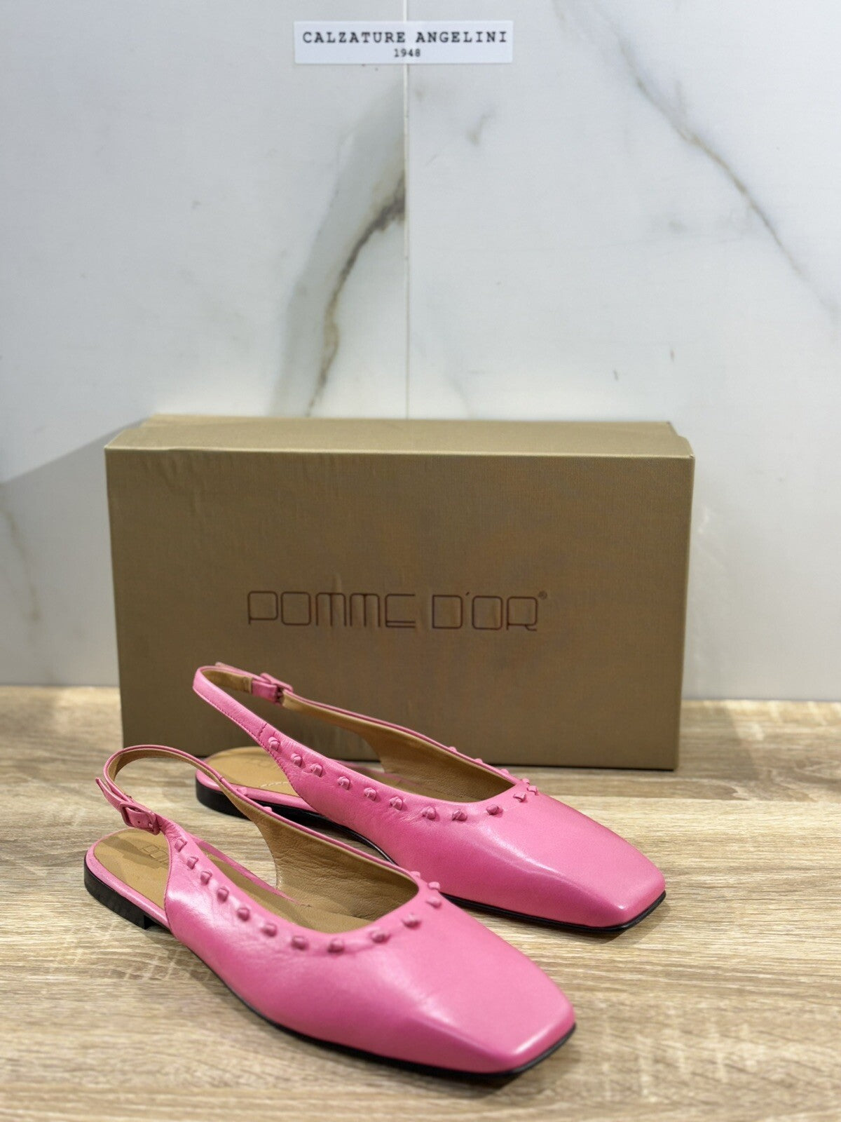 Pomme D’or Sling Back Donna Pelle Pink Luxury Handmade Woman Pomme D’or 37