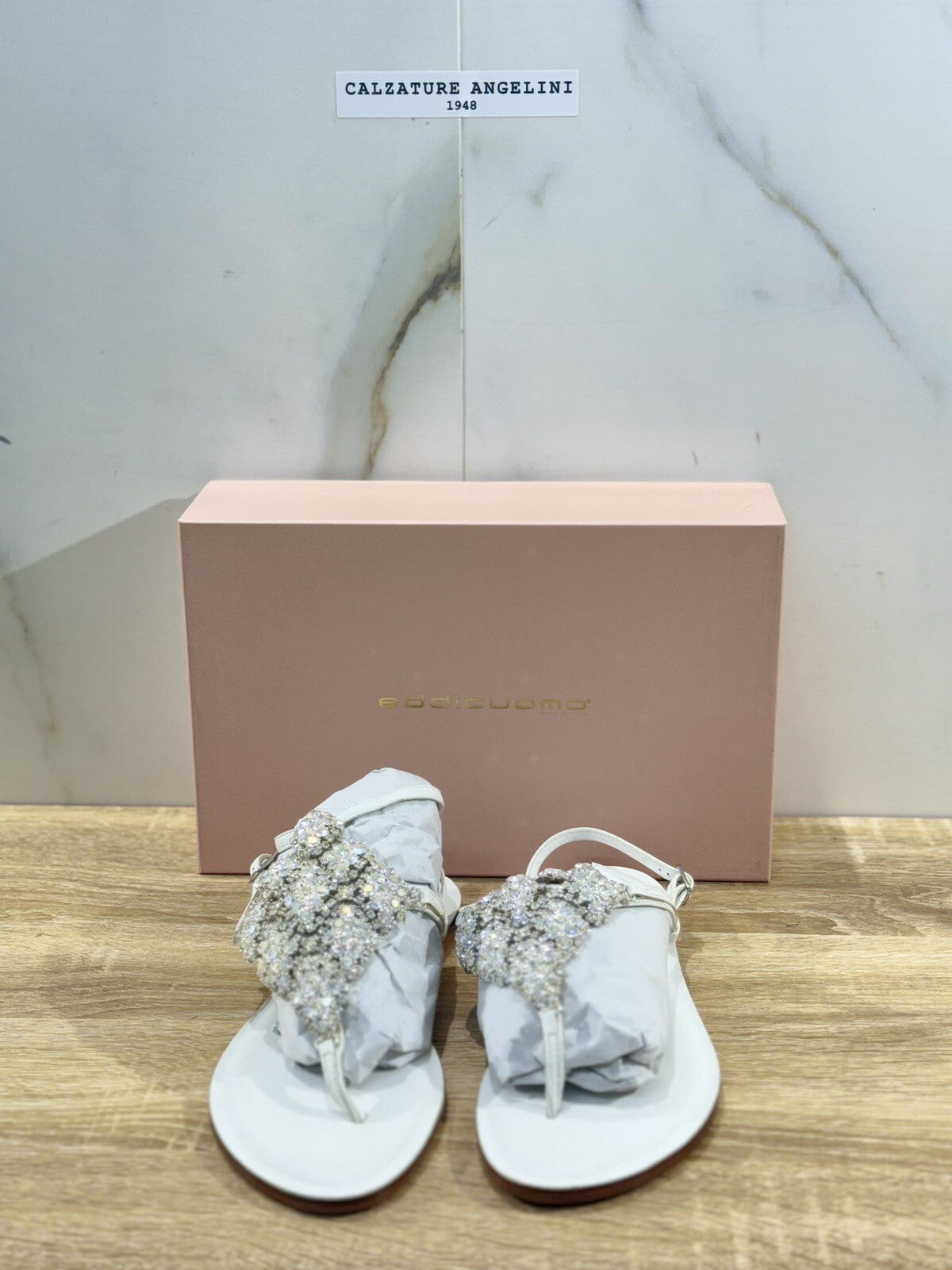 Eddi Cuomo Luxury Sandals Donna In Pelle Bianco Fatti A Mano Handmade 39