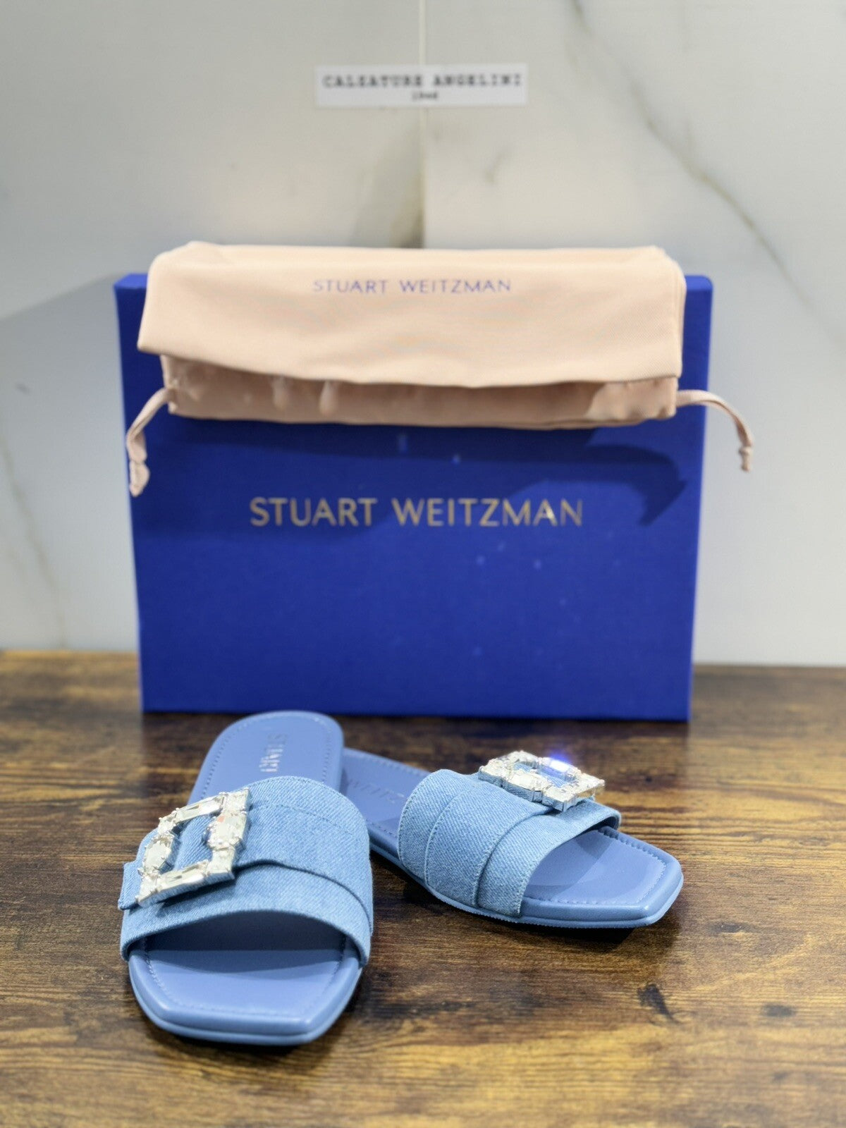 stuart weitzman Saint Tropez Flat Denim Vintage Luxury Woman Shoes 37.5