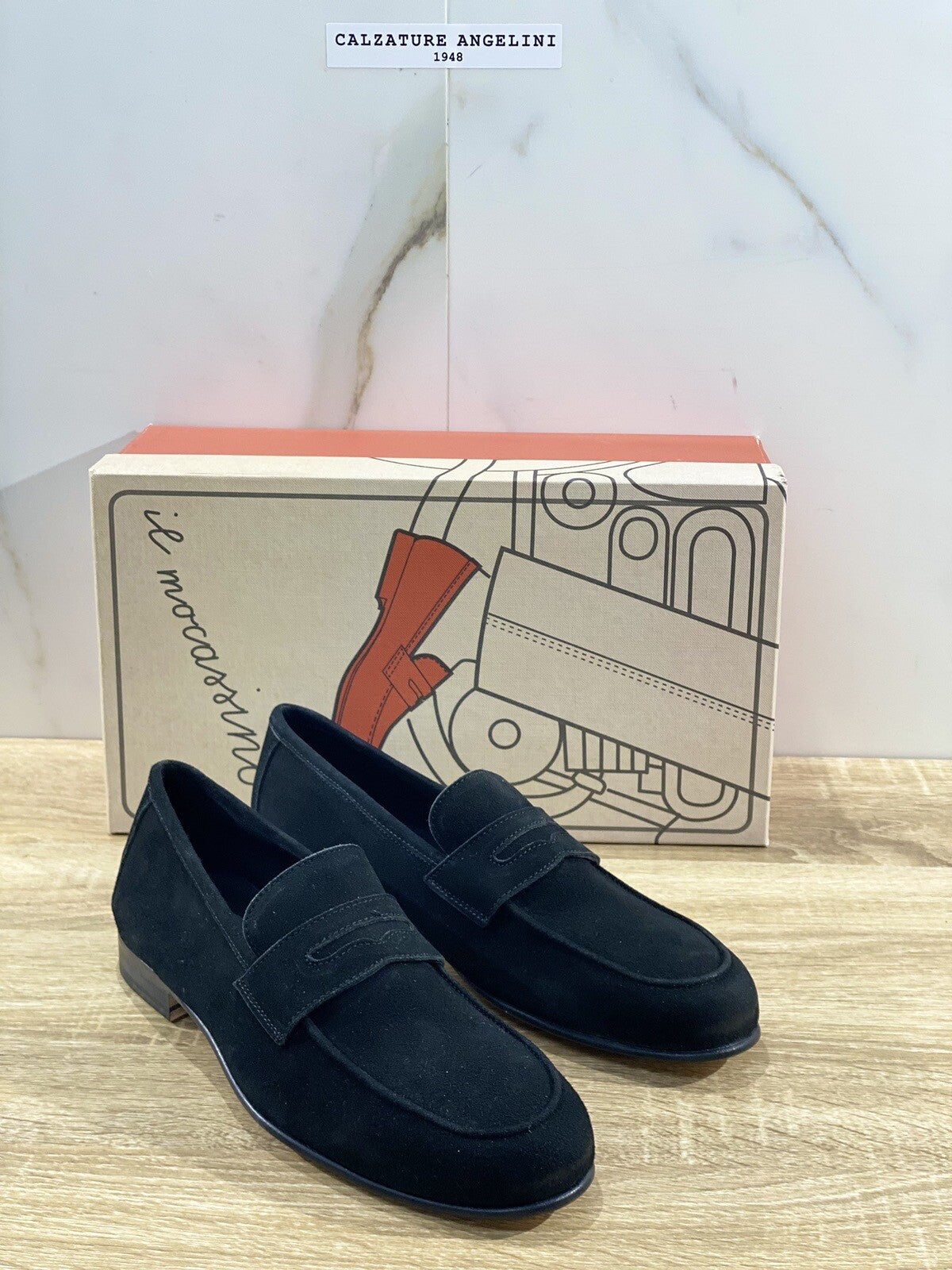 Il Mocassino Scarpa Uomo Modello Tasca In Suede Nero Luxury Men Shoes 40
