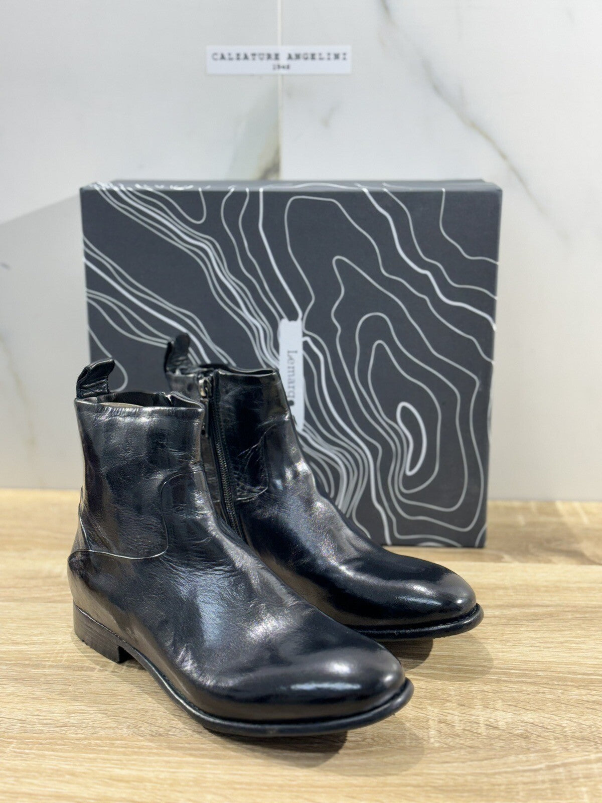 Lemargo Stivaletto Donna Luxury Craftmanship Pelle Nero Causal Boot 36