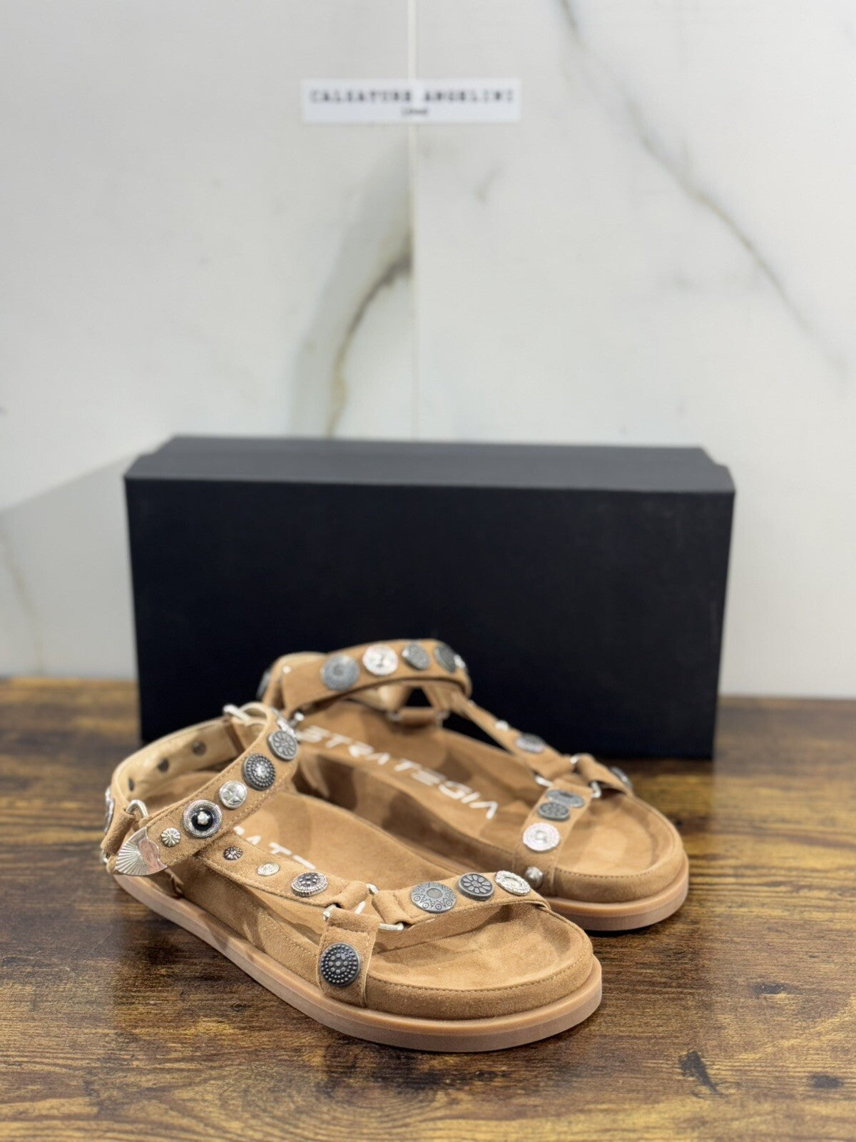 Strategia Sandalo Donna Pelle Suede Tan Casual Sandal 36