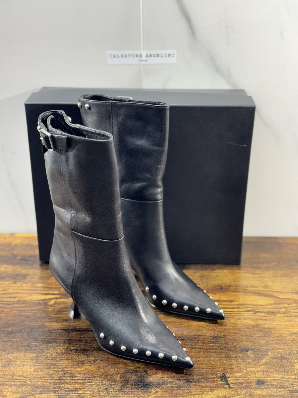 Strategia Stivale Donna Pelle Nero Luxury Woman Boot Strategia 38.5
