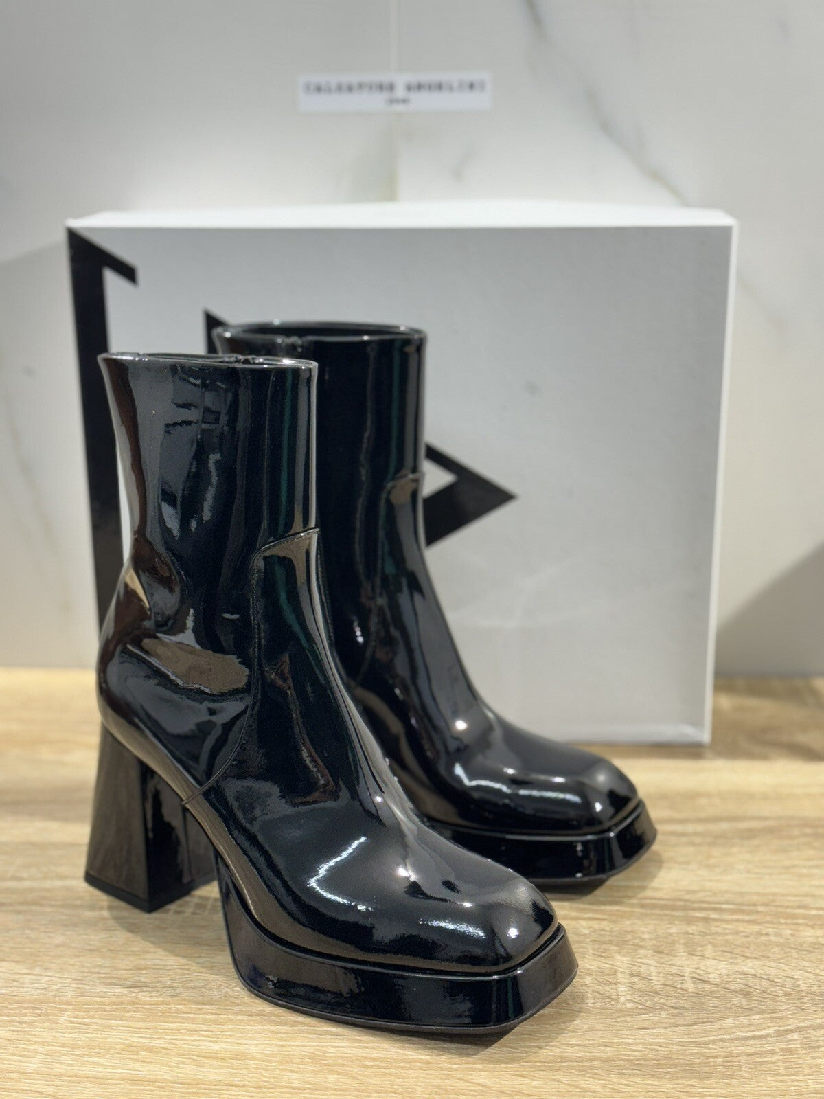Giampaolo Viozzi Tronchetto Donna Nadael Vernice Nero Con Tacco 36