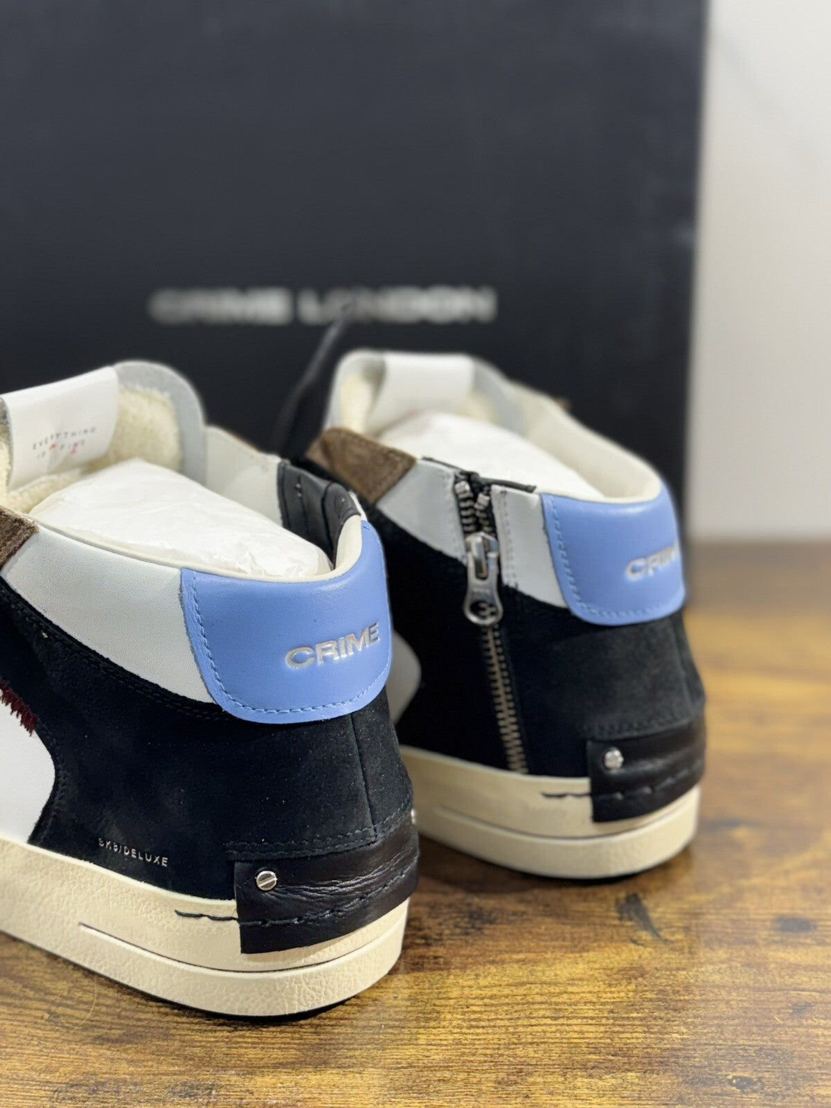 Crime London Sneaker Uomo SK8 Deluxe MidBianca Pelle Casual Men Shoes 43