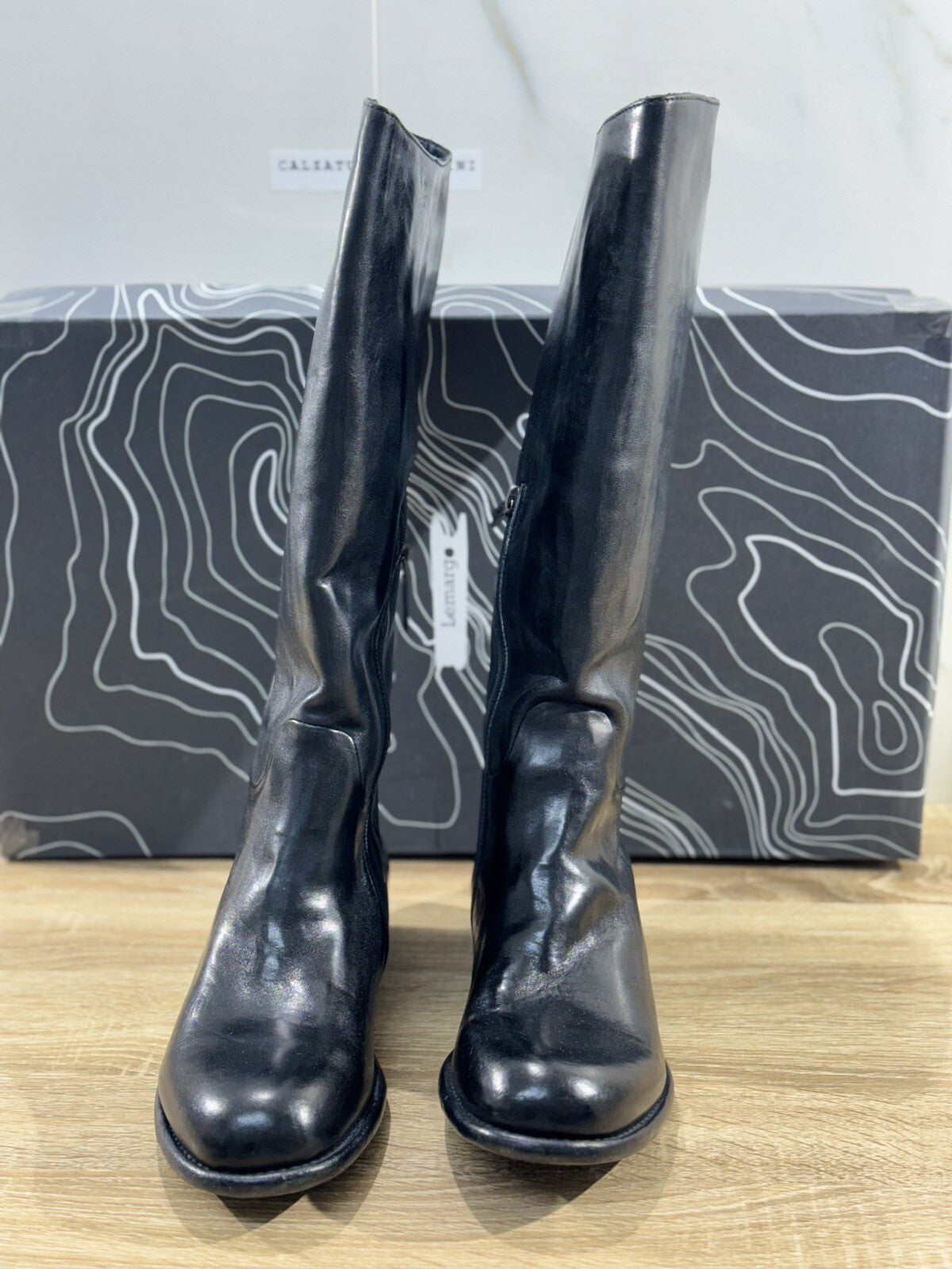 Lemargo Stivale Donna Luxury Artisanal Craftmanship Causal Boot Pelle Nero 36