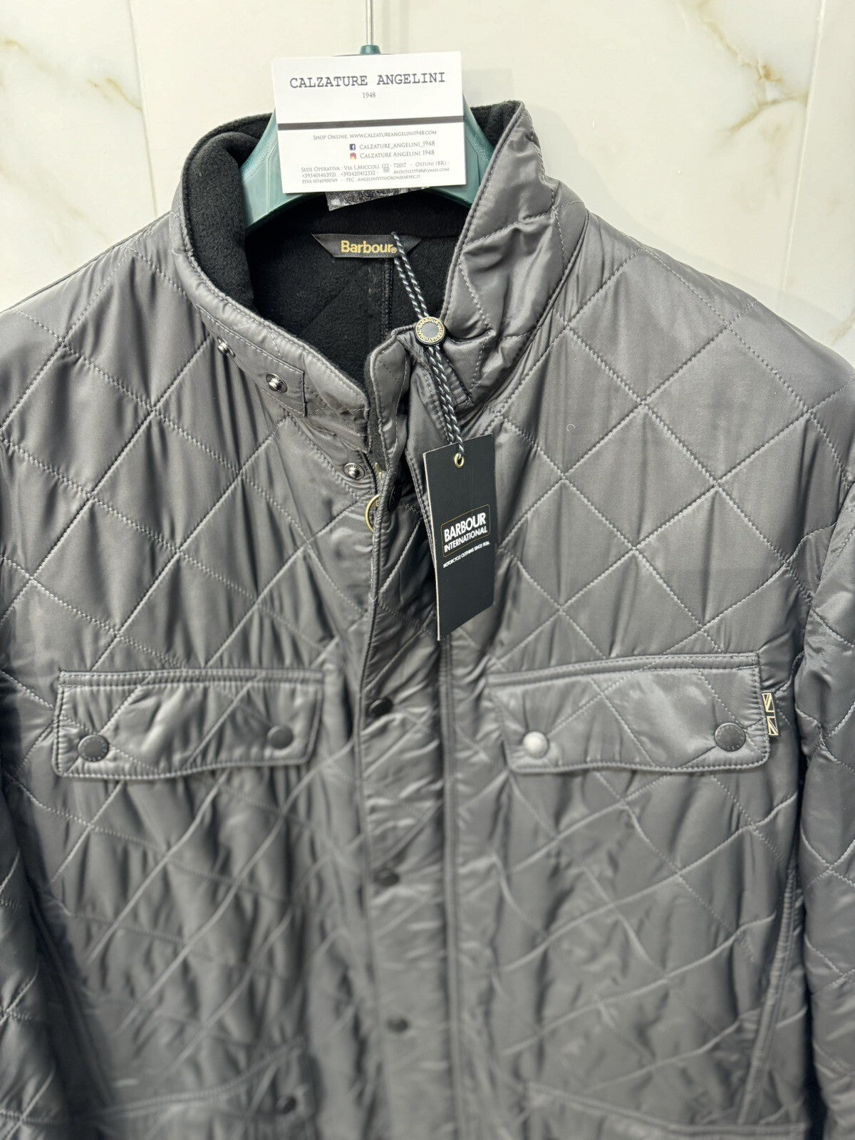 Giubbotto Uomo Barbour International Grigio Ariel Polarquilt con tasche XXL